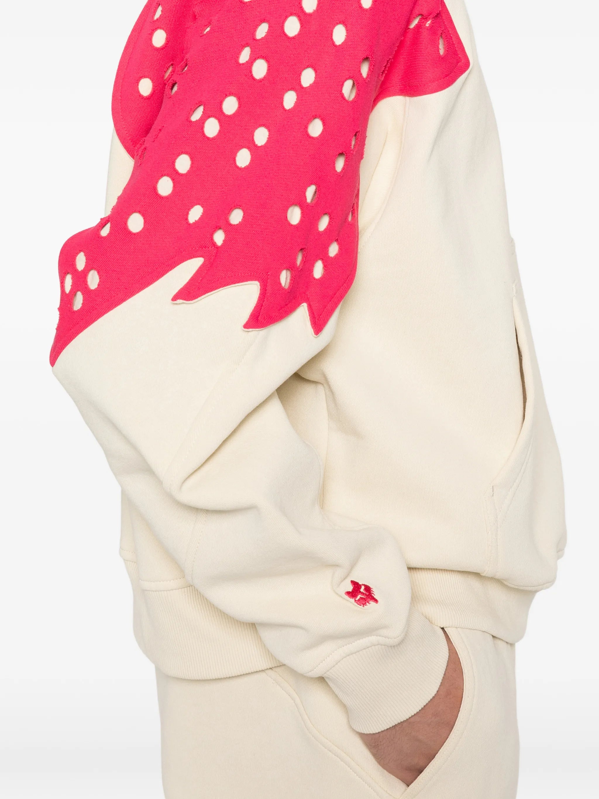 perforated cotton hoodie