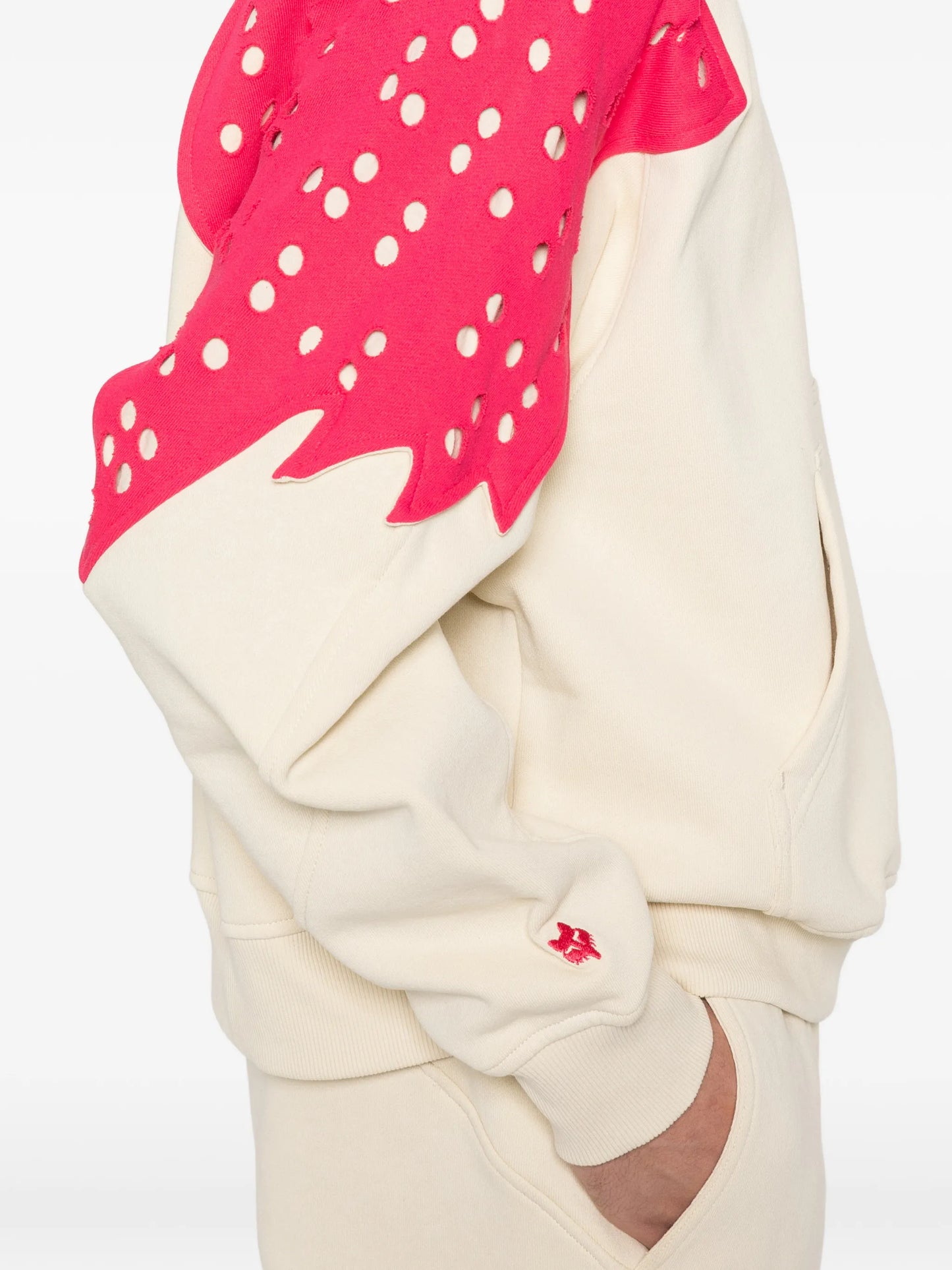 perforated cotton hoodie