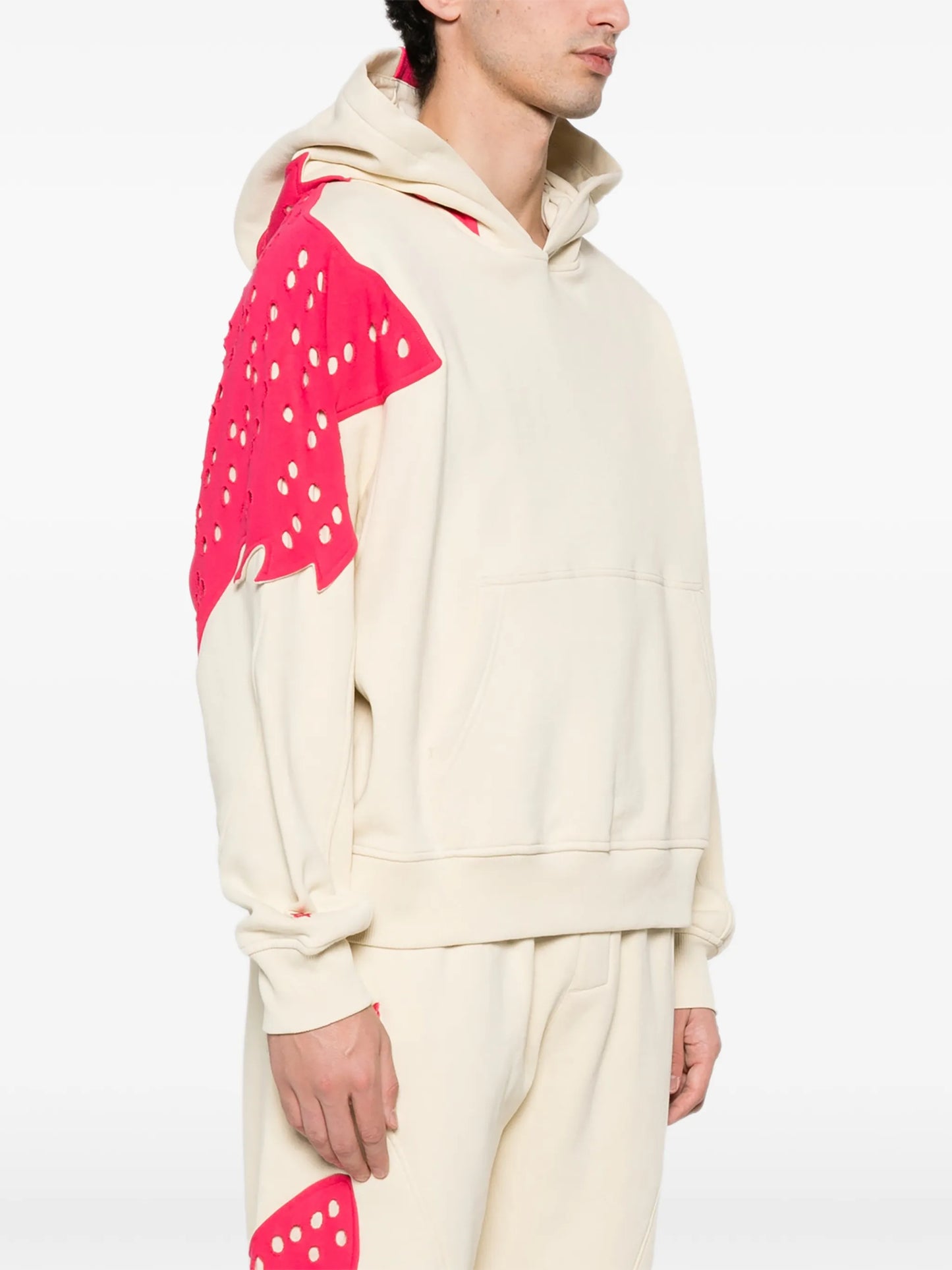 perforated cotton hoodie
