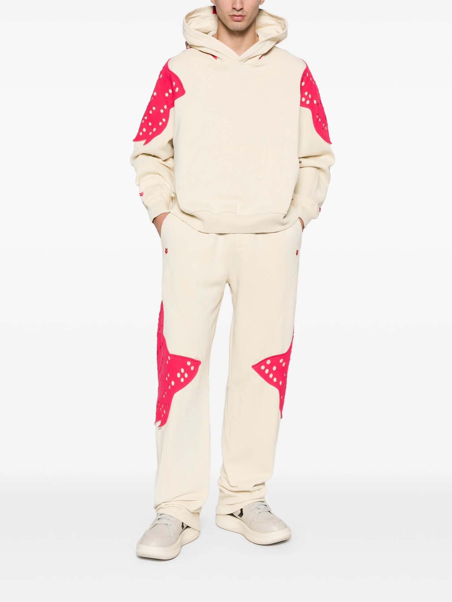 perforated cotton hoodie