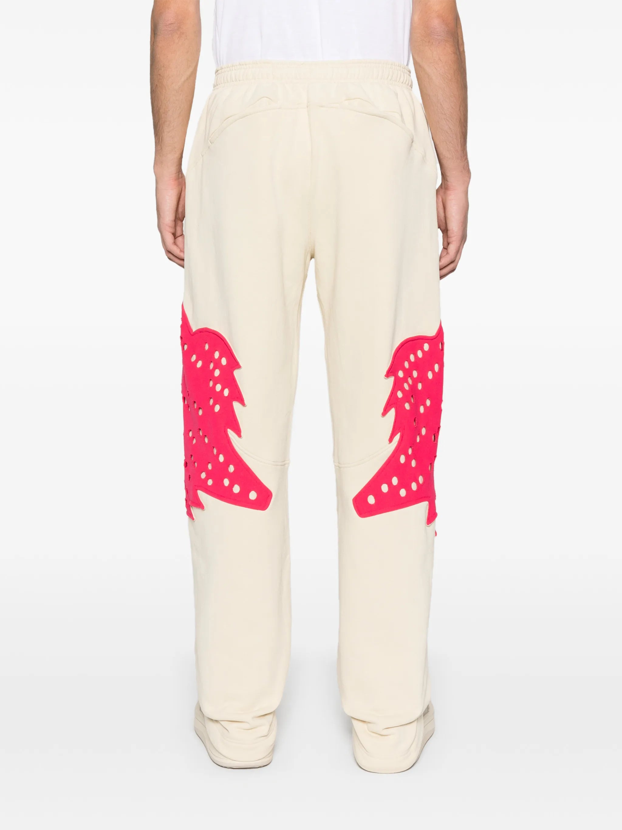 perforated appliqué fleece track trousers