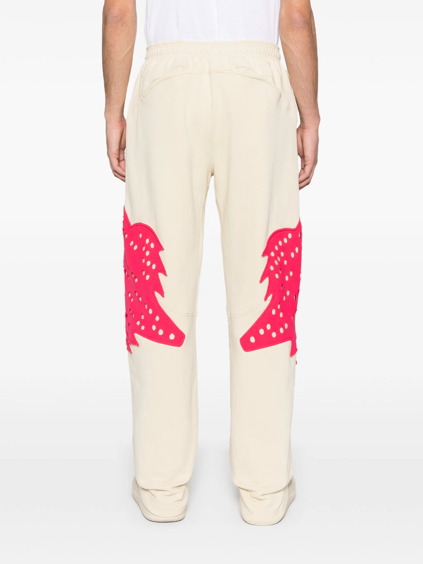 perforated appliqué fleece track trousers