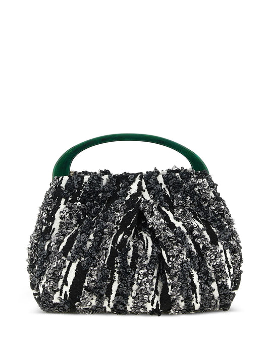 sequin-embellished jacquard pleated tote bag