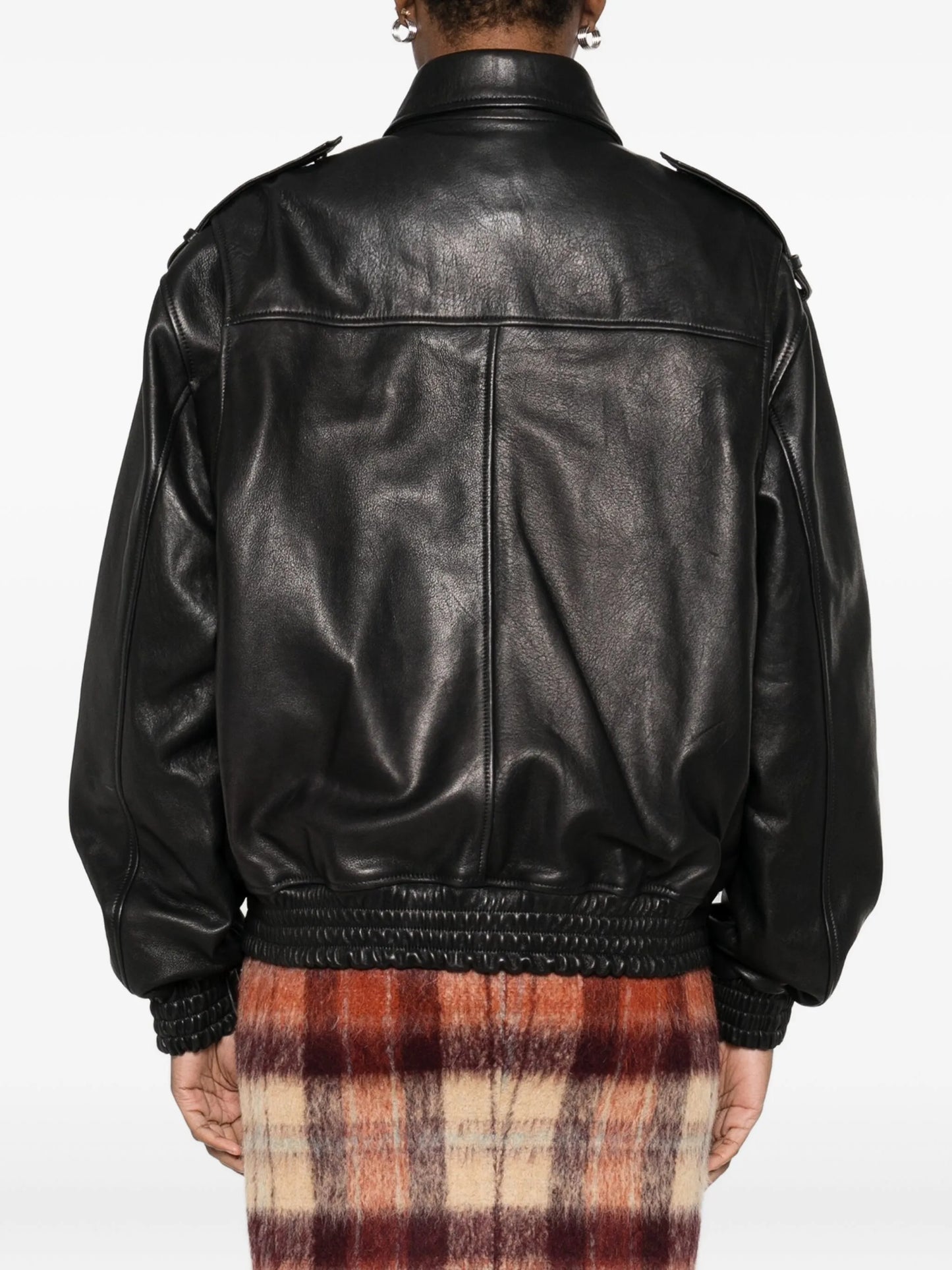 flap-pocket leather jacket