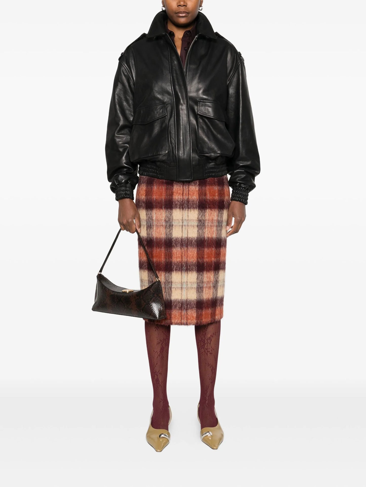 flap-pocket leather jacket