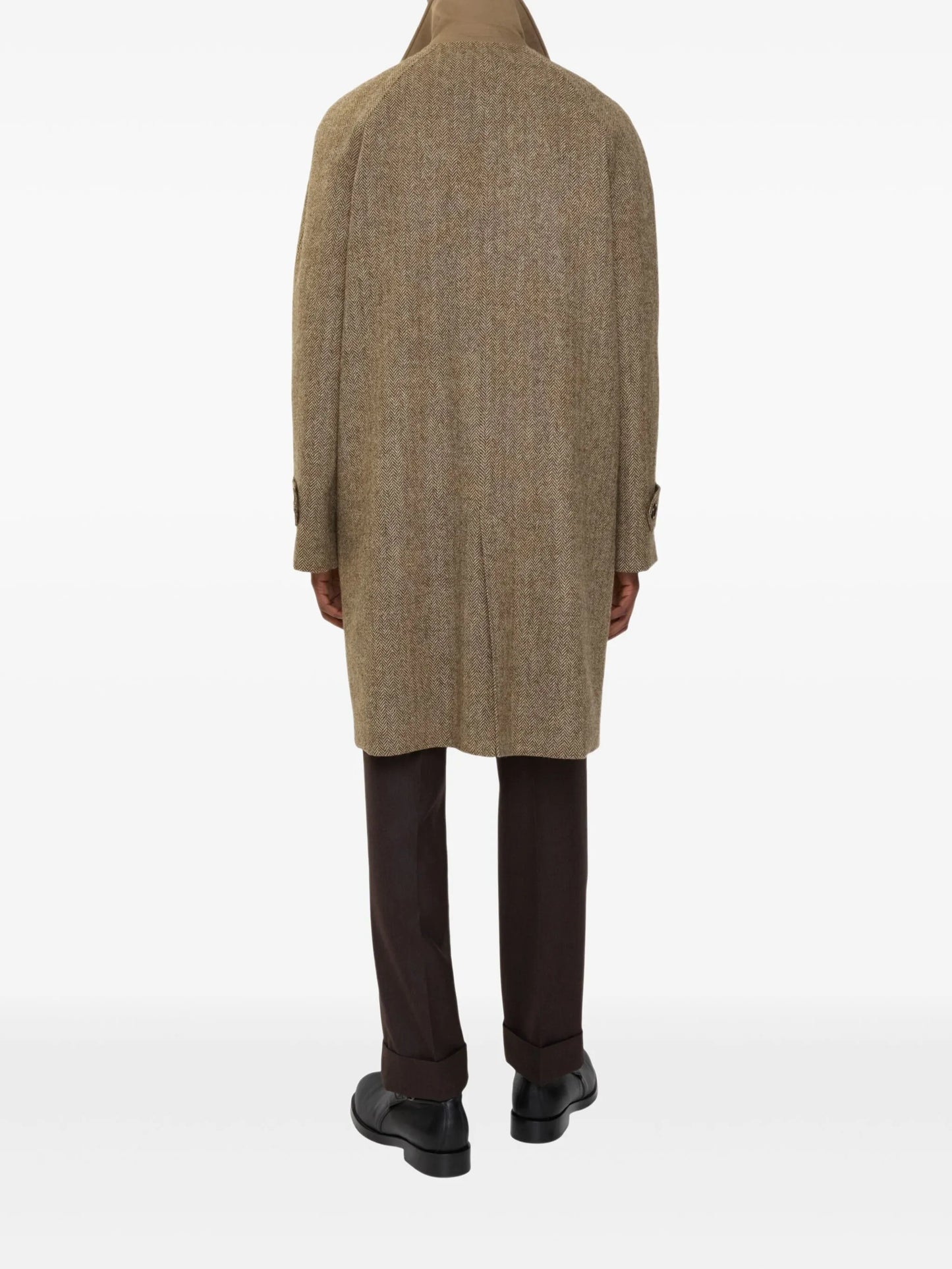 reversible herringbone wool car coat