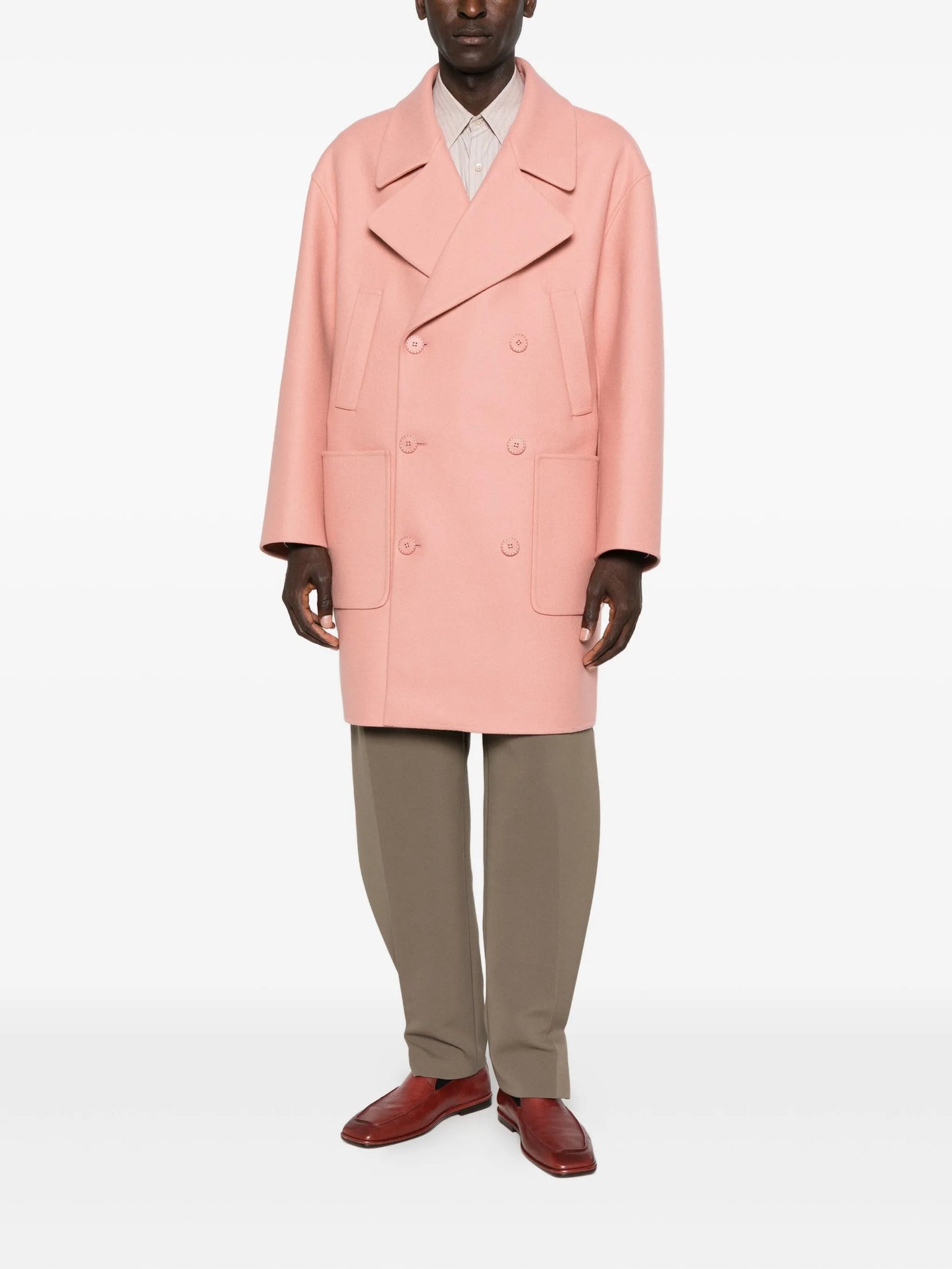 double-breasted patch-pocket coat