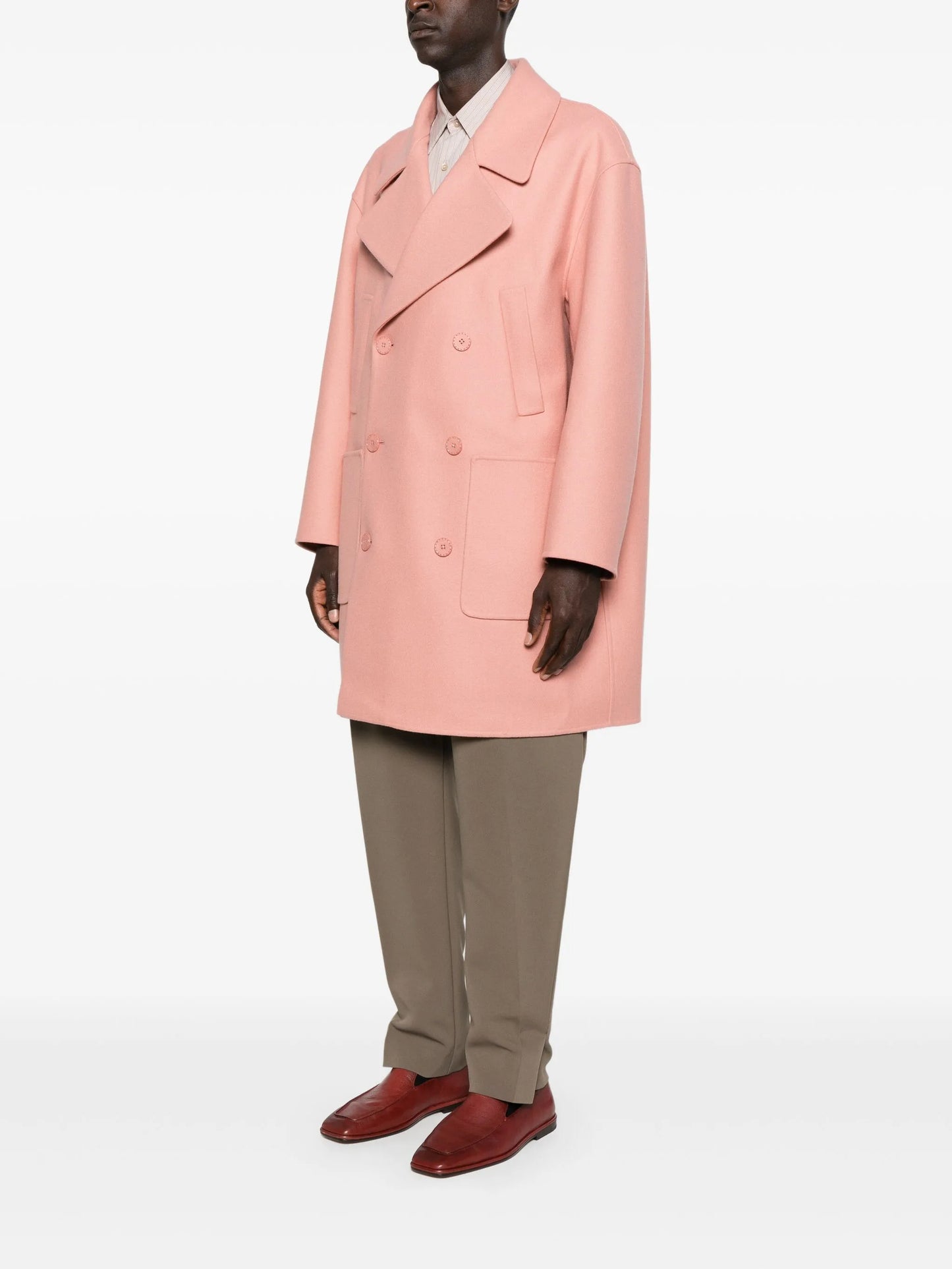 double-breasted patch-pocket coat