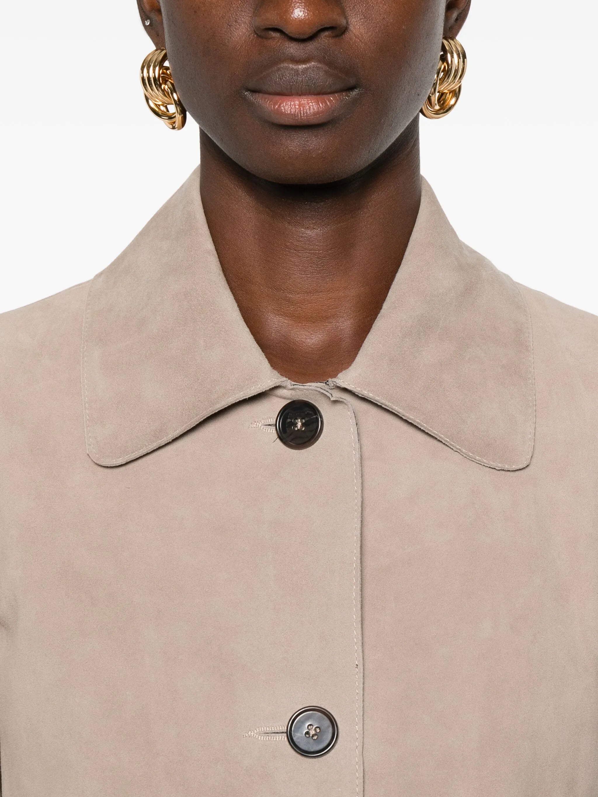 button suede jacket