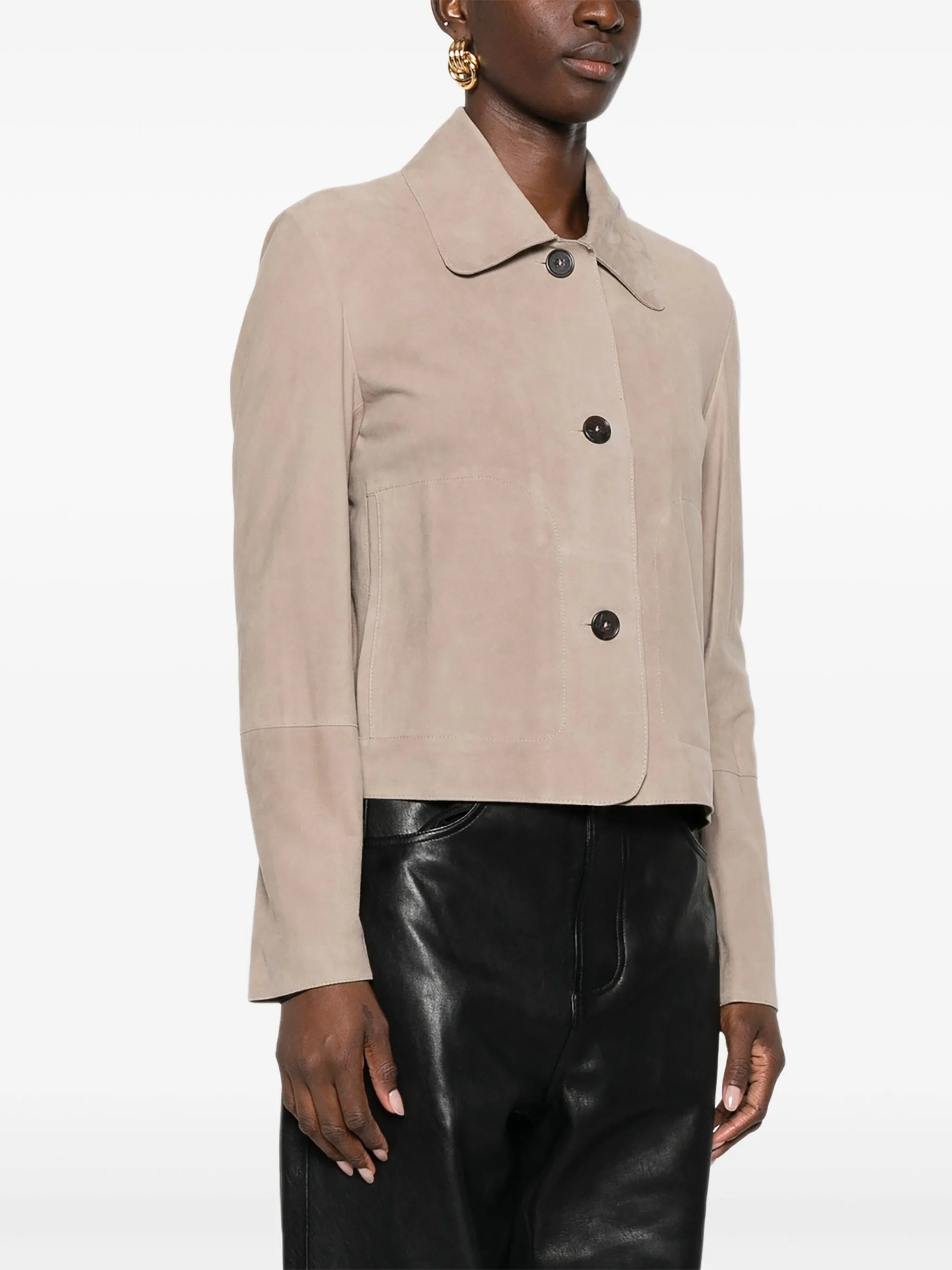 button suede jacket