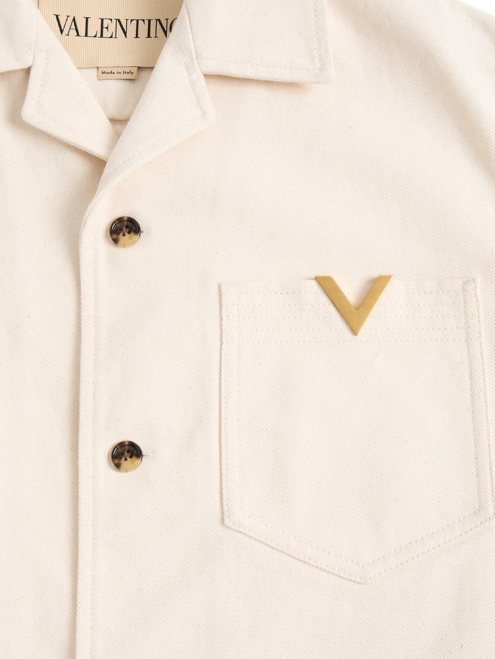 denim bowling shirt with Vgold