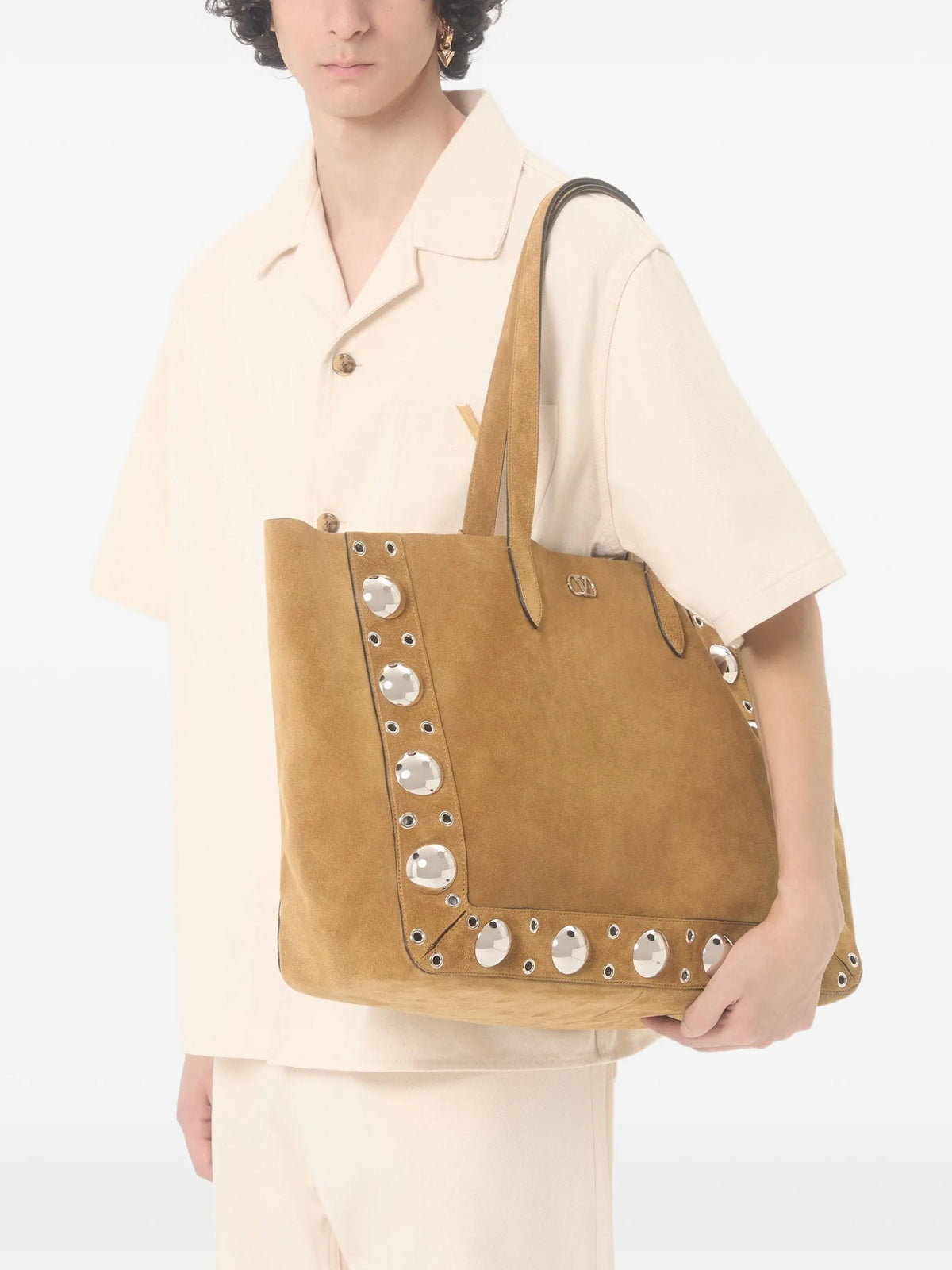denim bowling shirt with Vgold