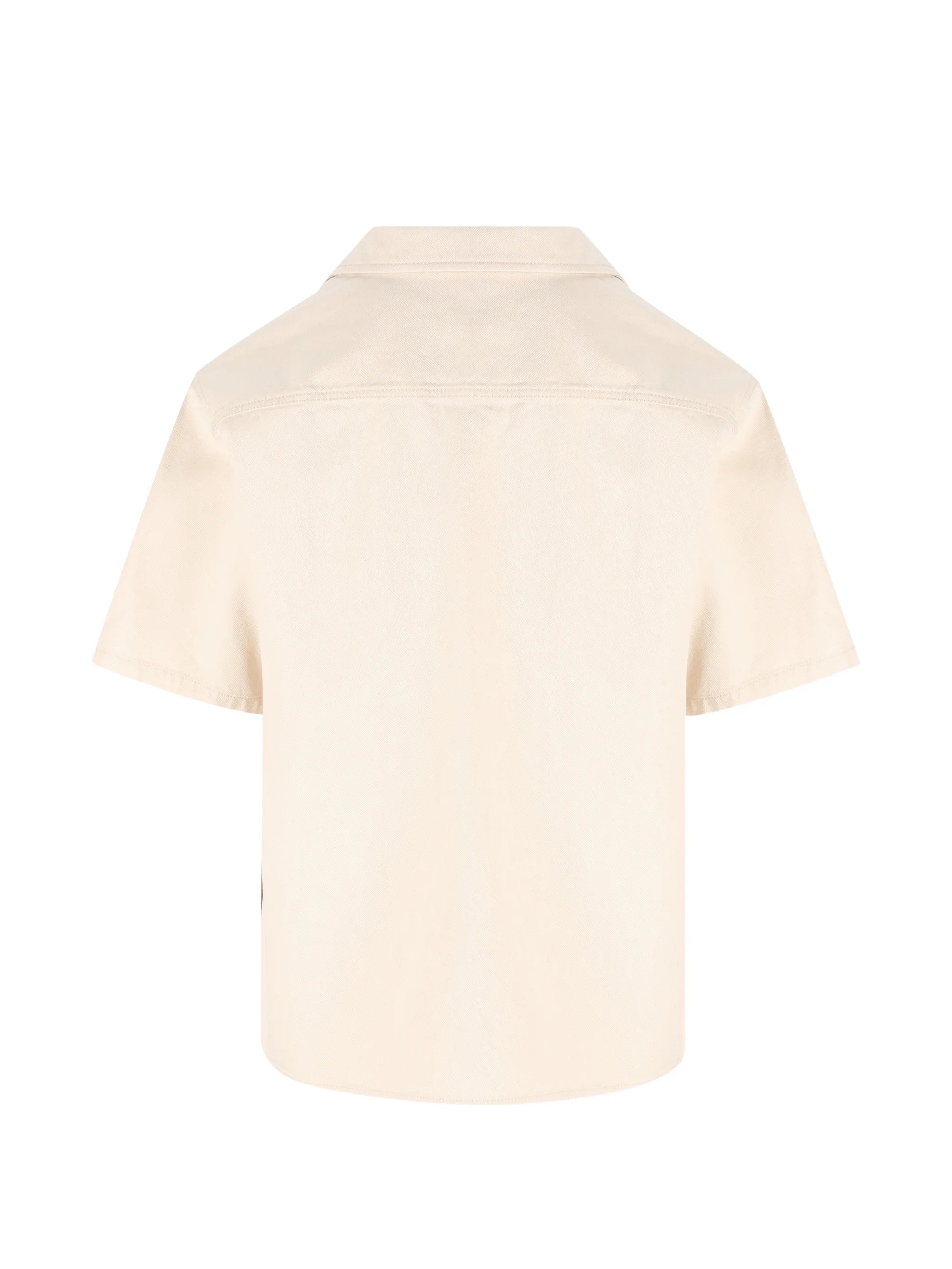 denim bowling shirt with Vgold