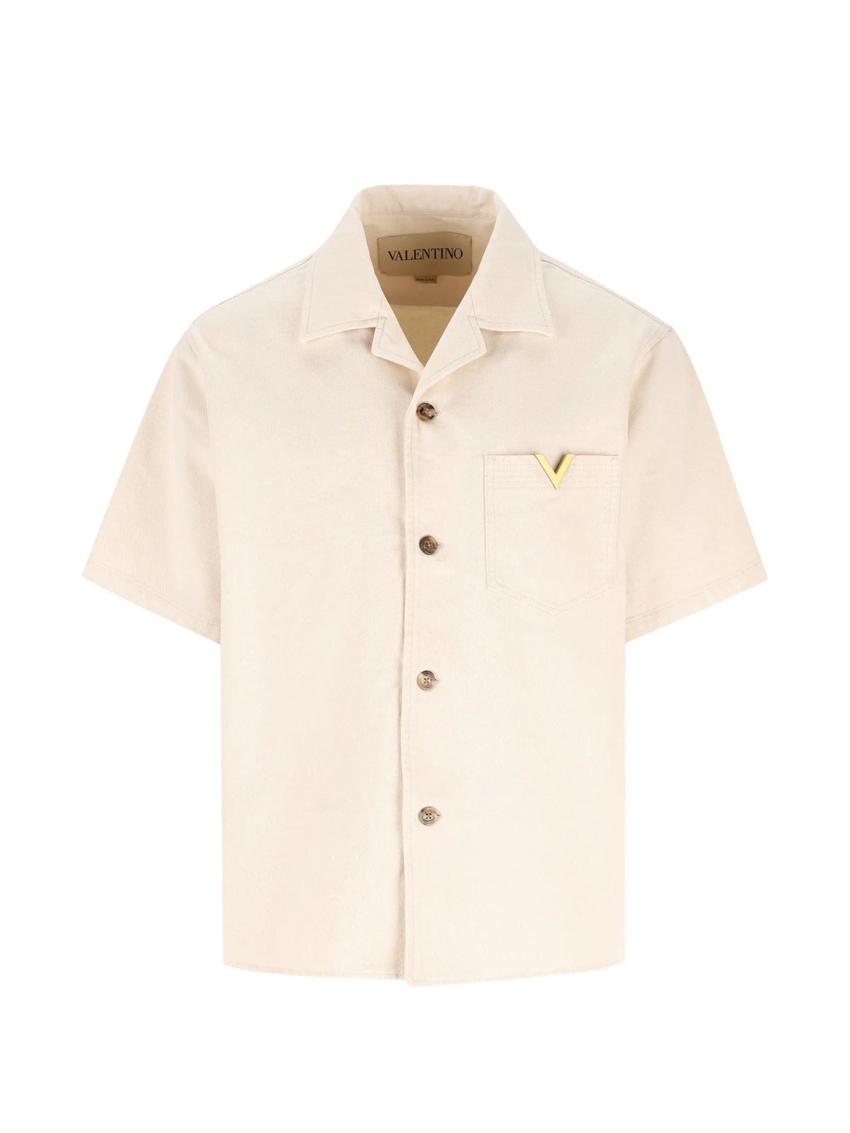 denim bowling shirt with Vgold