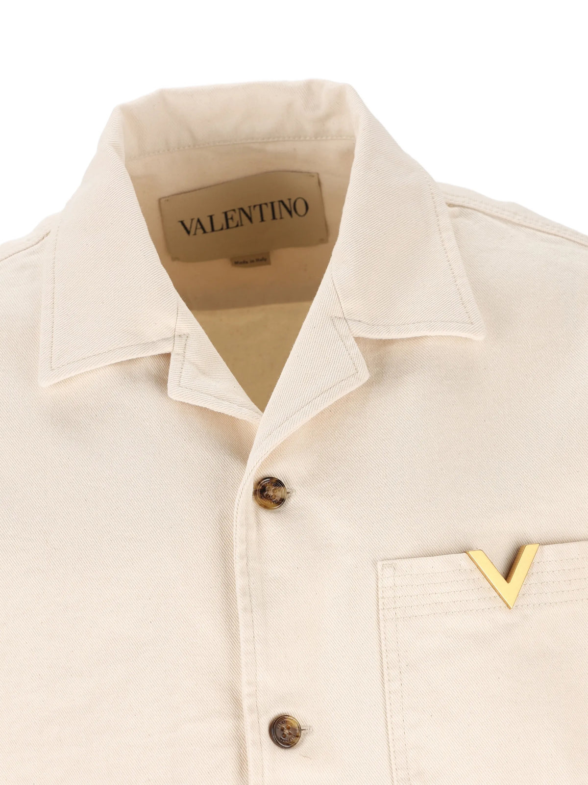denim bowling shirt with Vgold