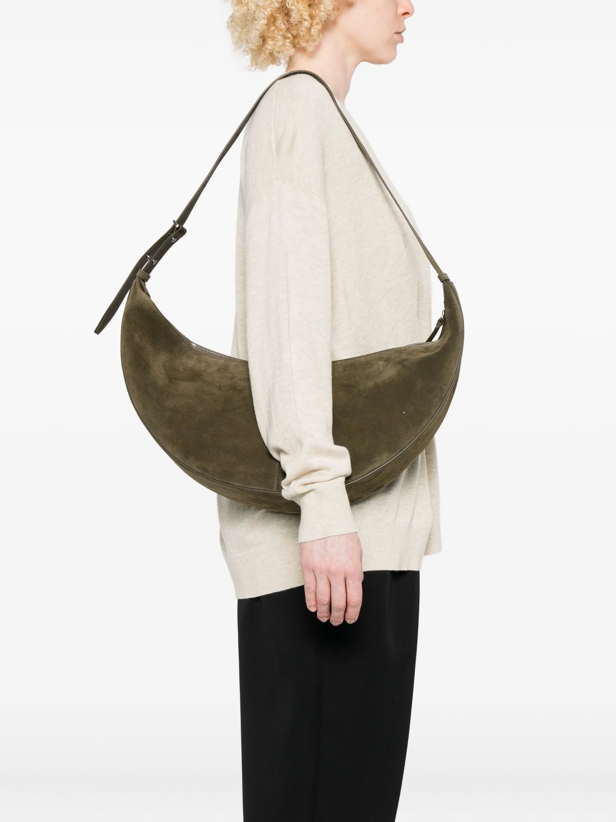 Slide bag in soft suede