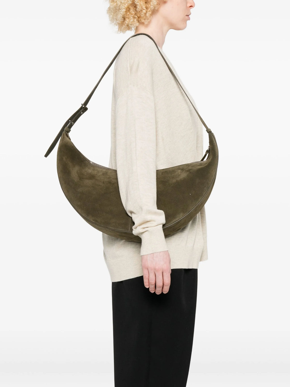 Slide bag in soft suede
