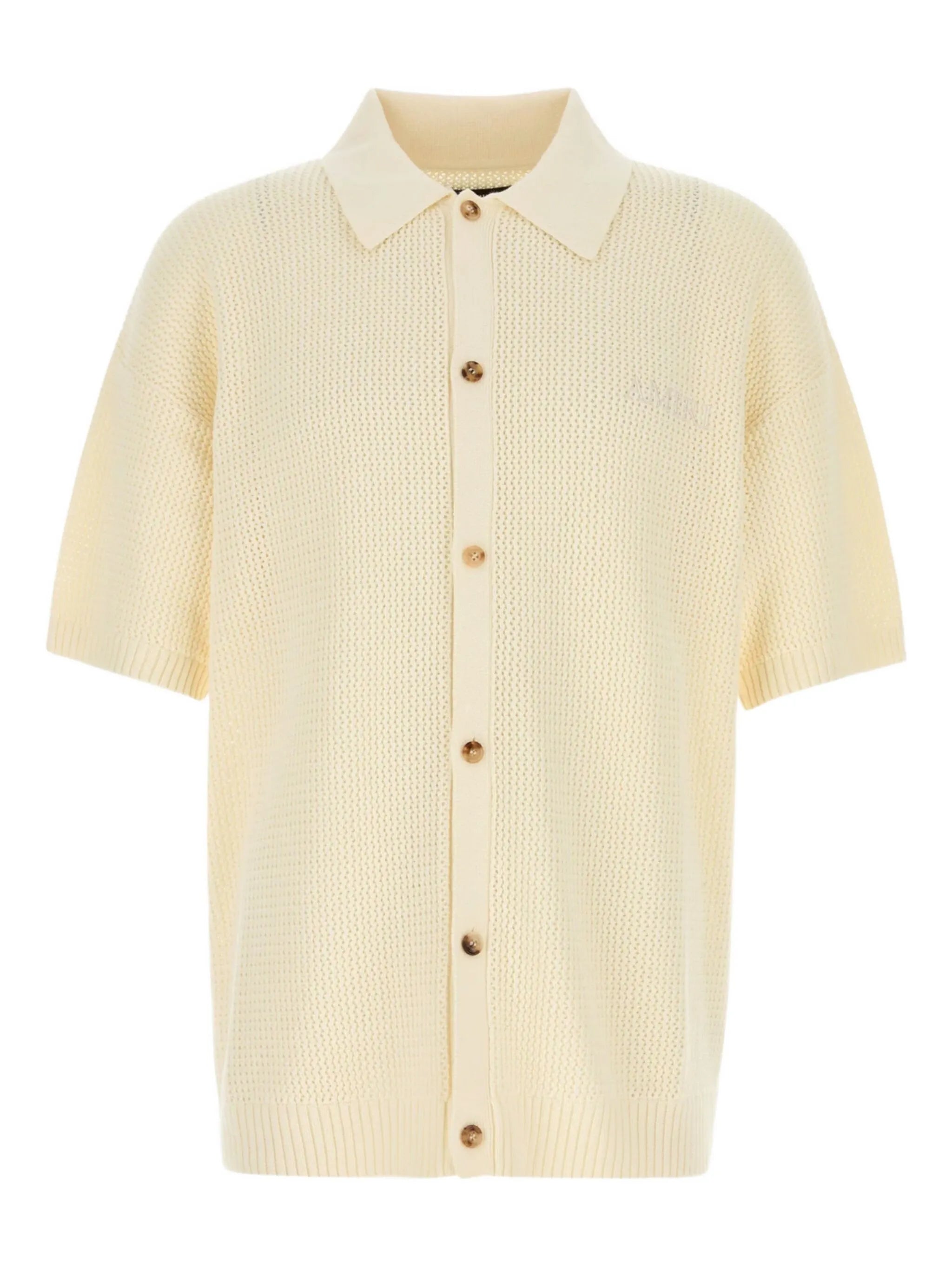 embroidered-logo crochet shirt