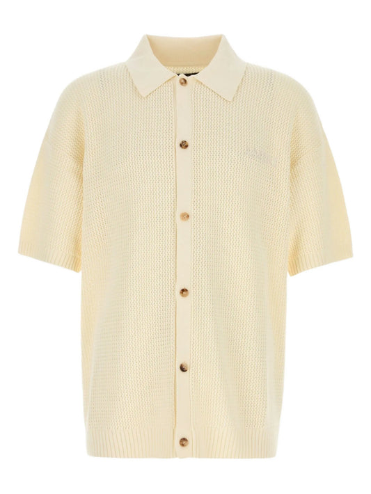 embroidered-logo crochet shirt