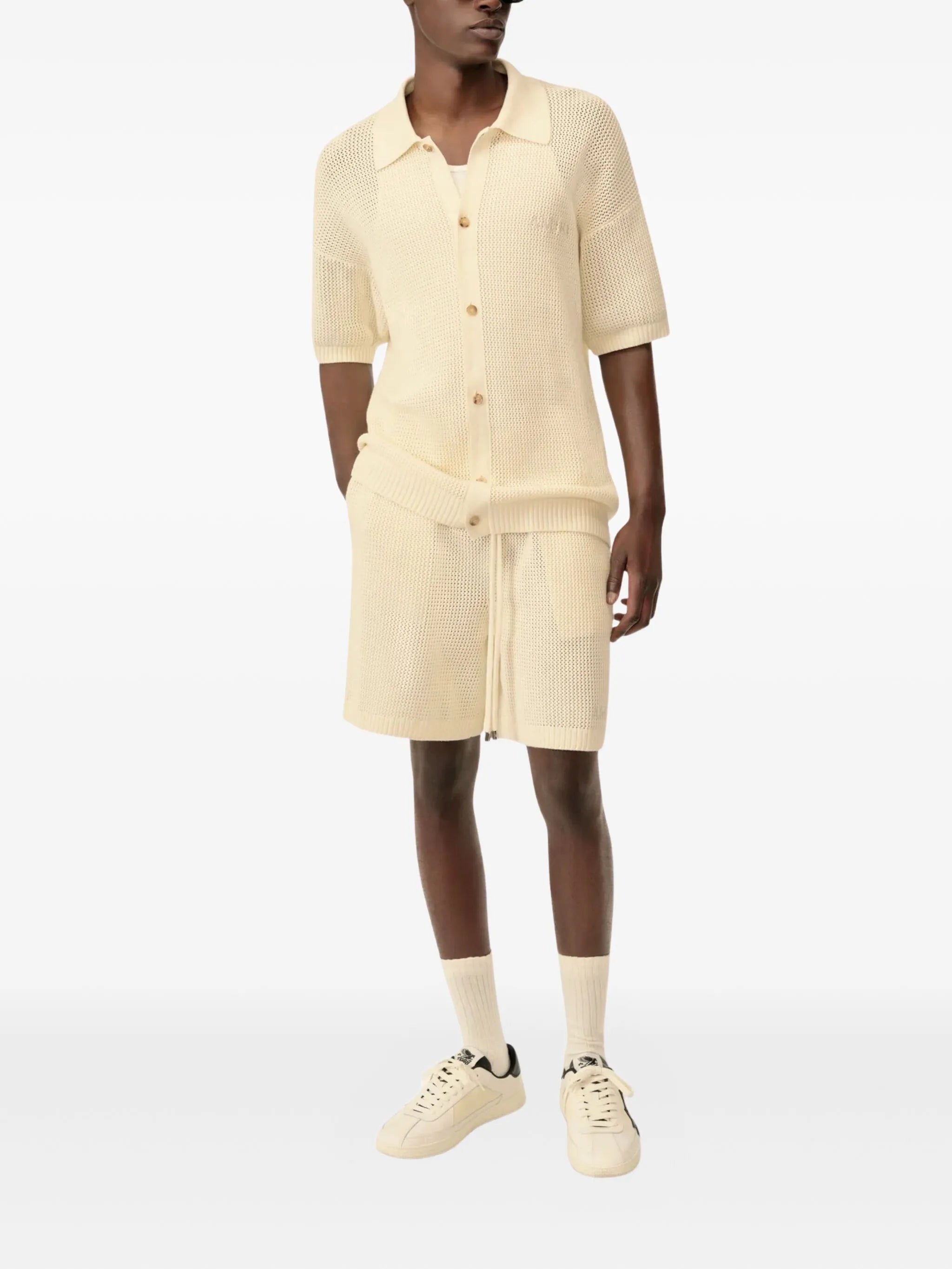 embroidered-logo crochet shirt