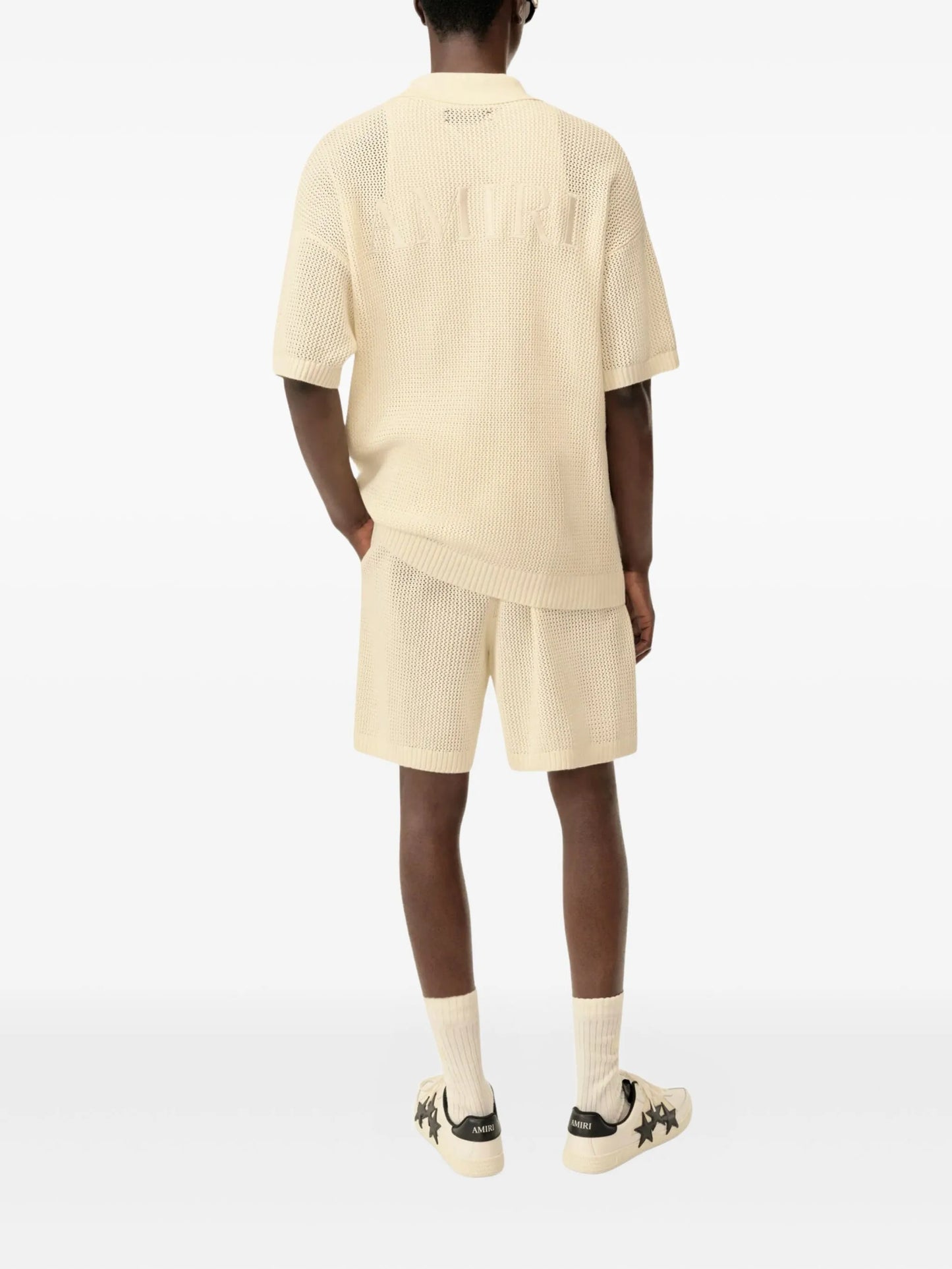 embroidered-logo crochet shirt