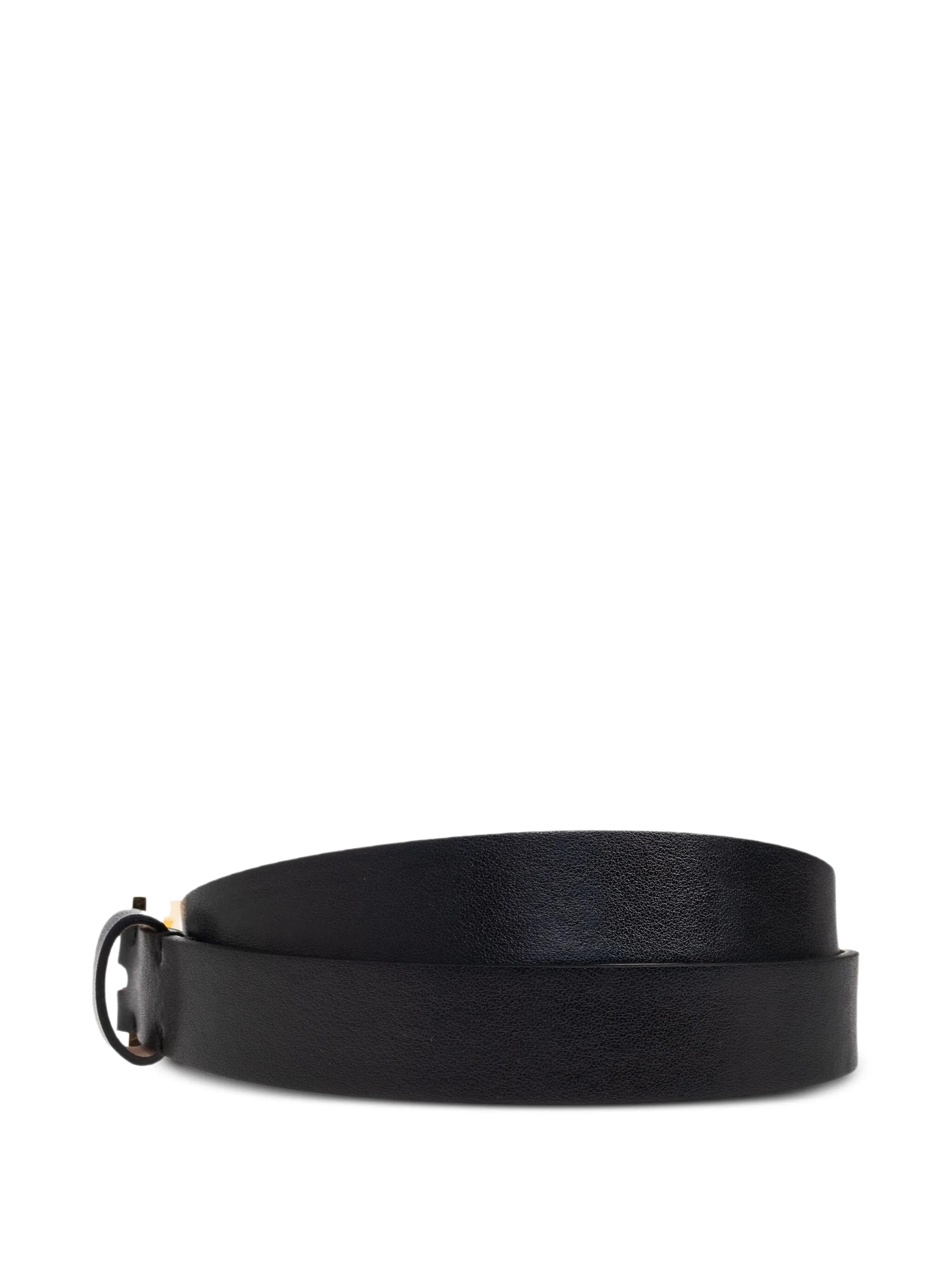 wide-buckle leather belt