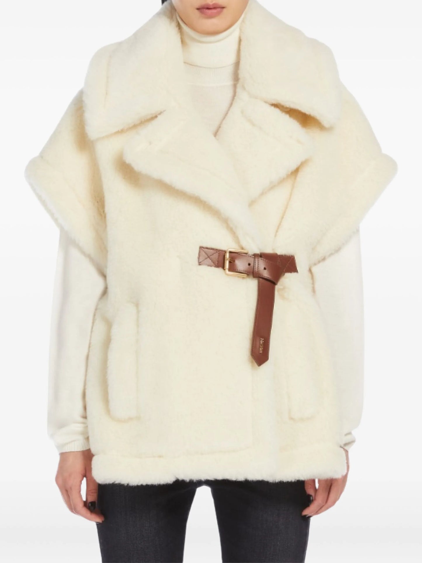 belted short-sleeved gilet