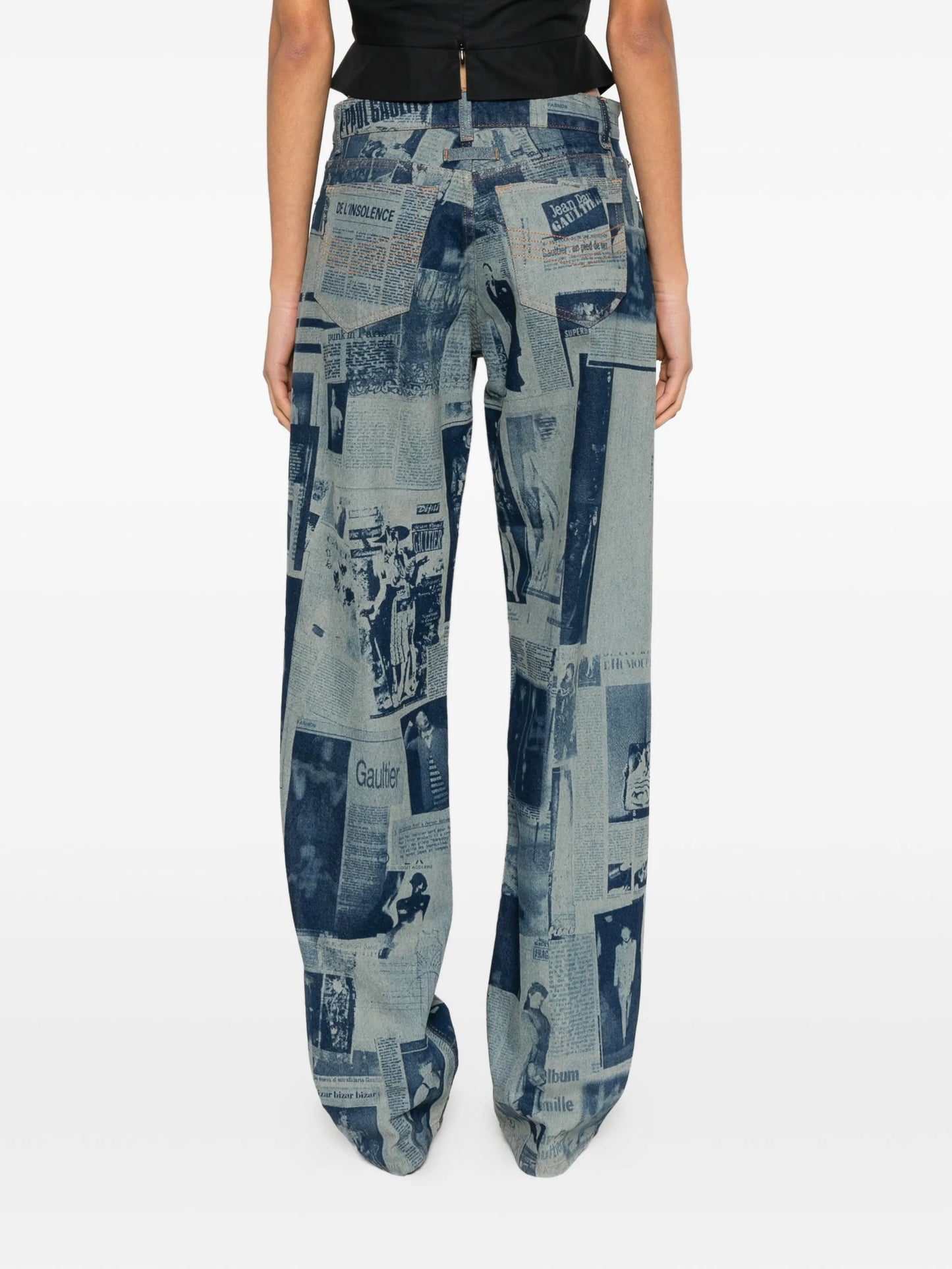 newspaper-print straight jeans