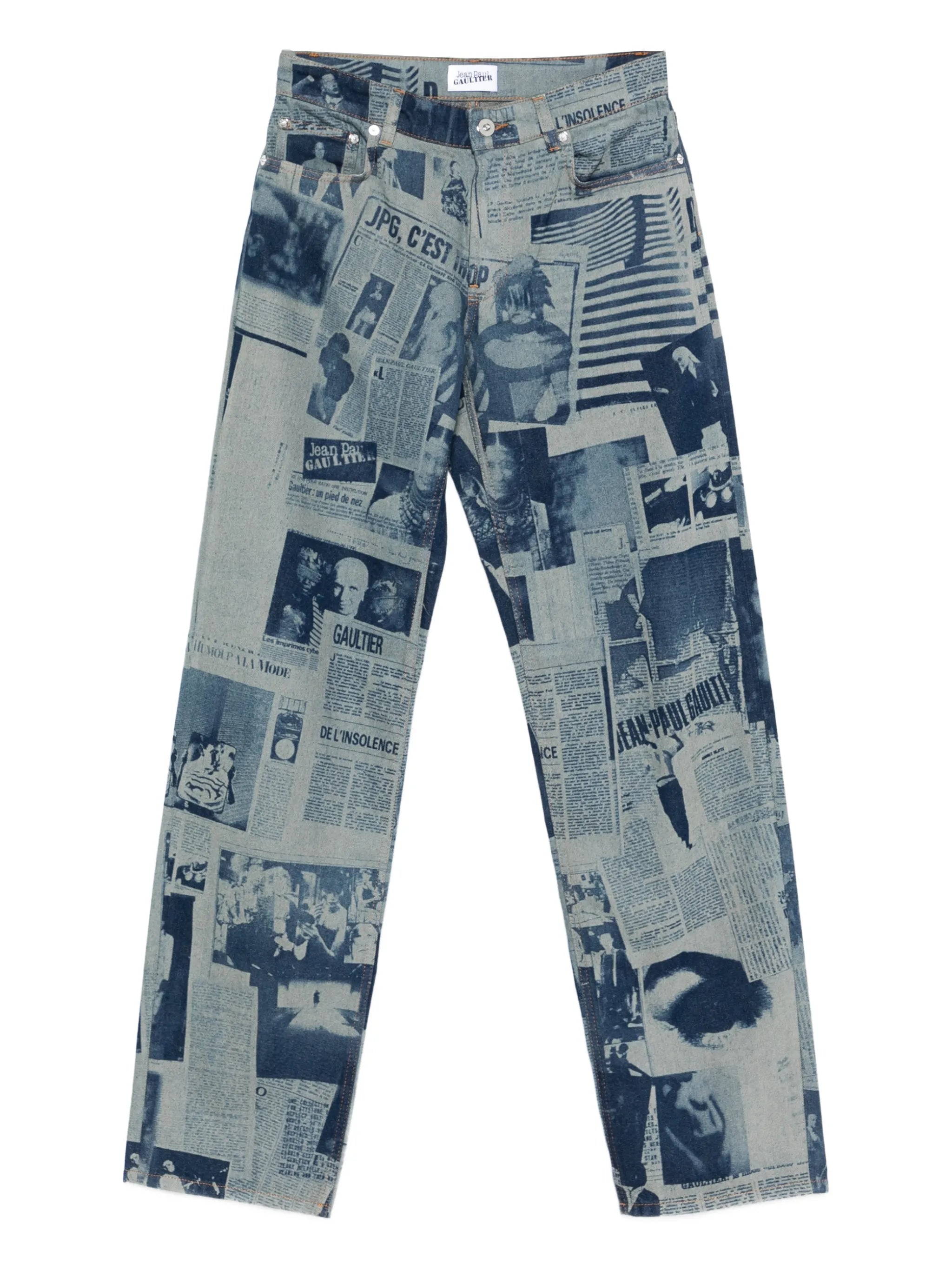 newspaper-print straight jeans