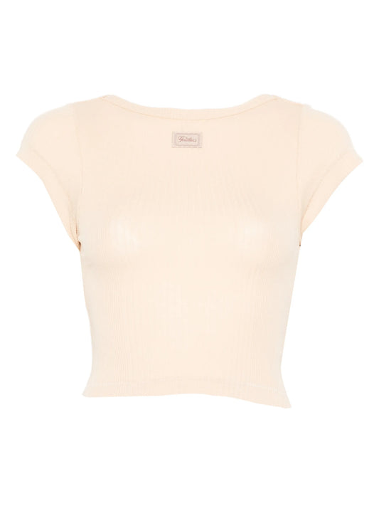 ribbed short-sleeved T-shirt