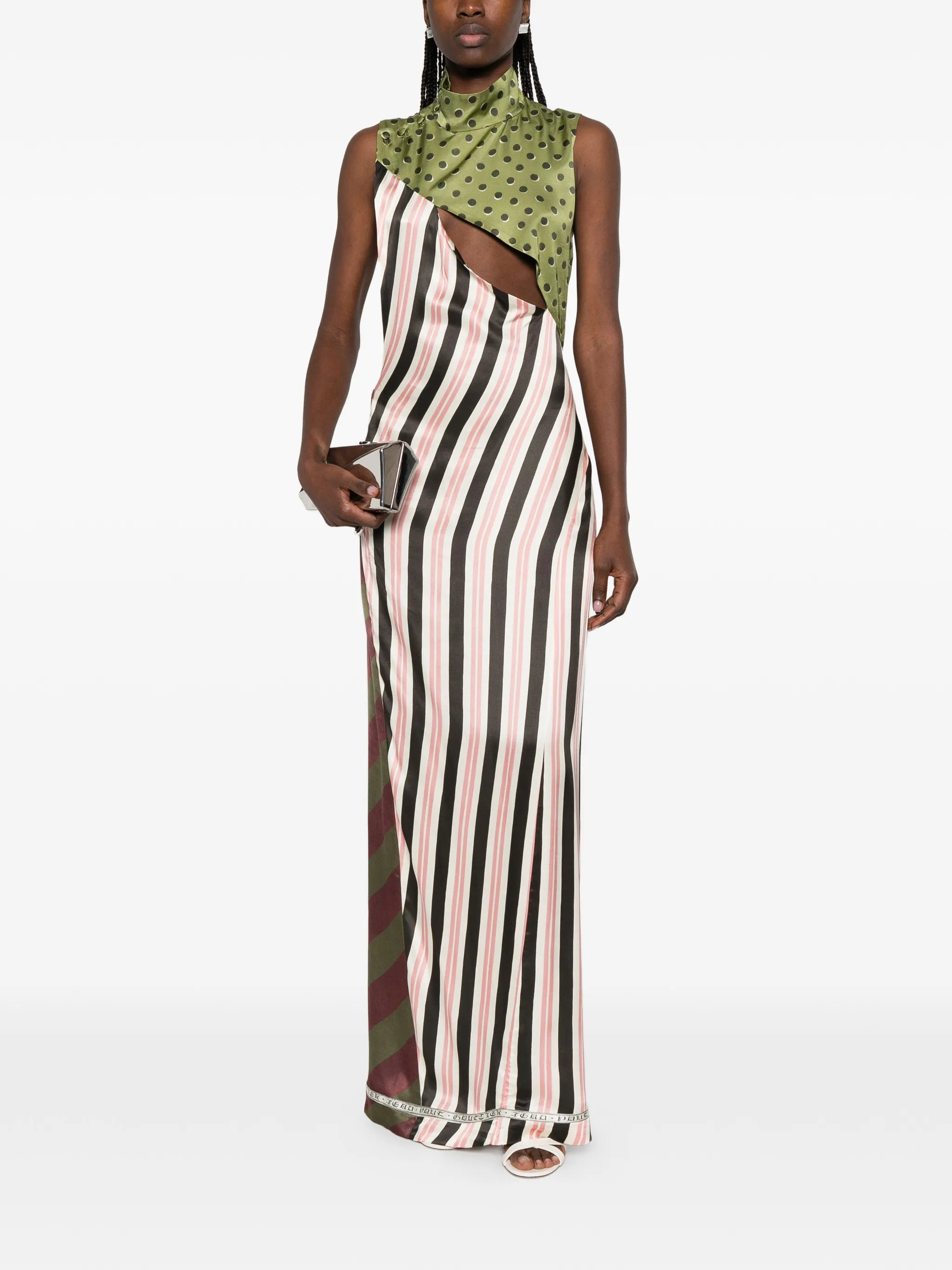 patchwork sleeveless maxi dress