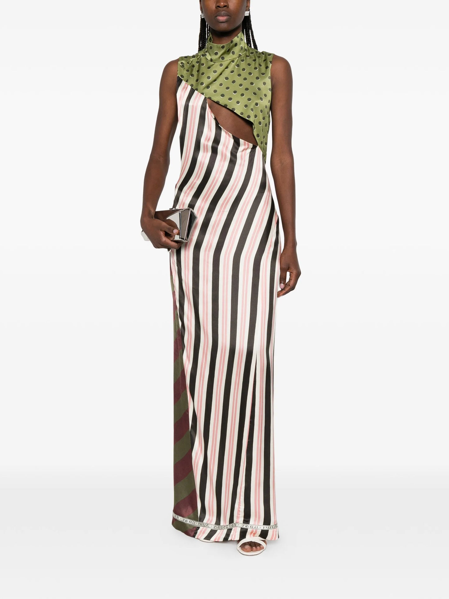 patchwork sleeveless maxi dress