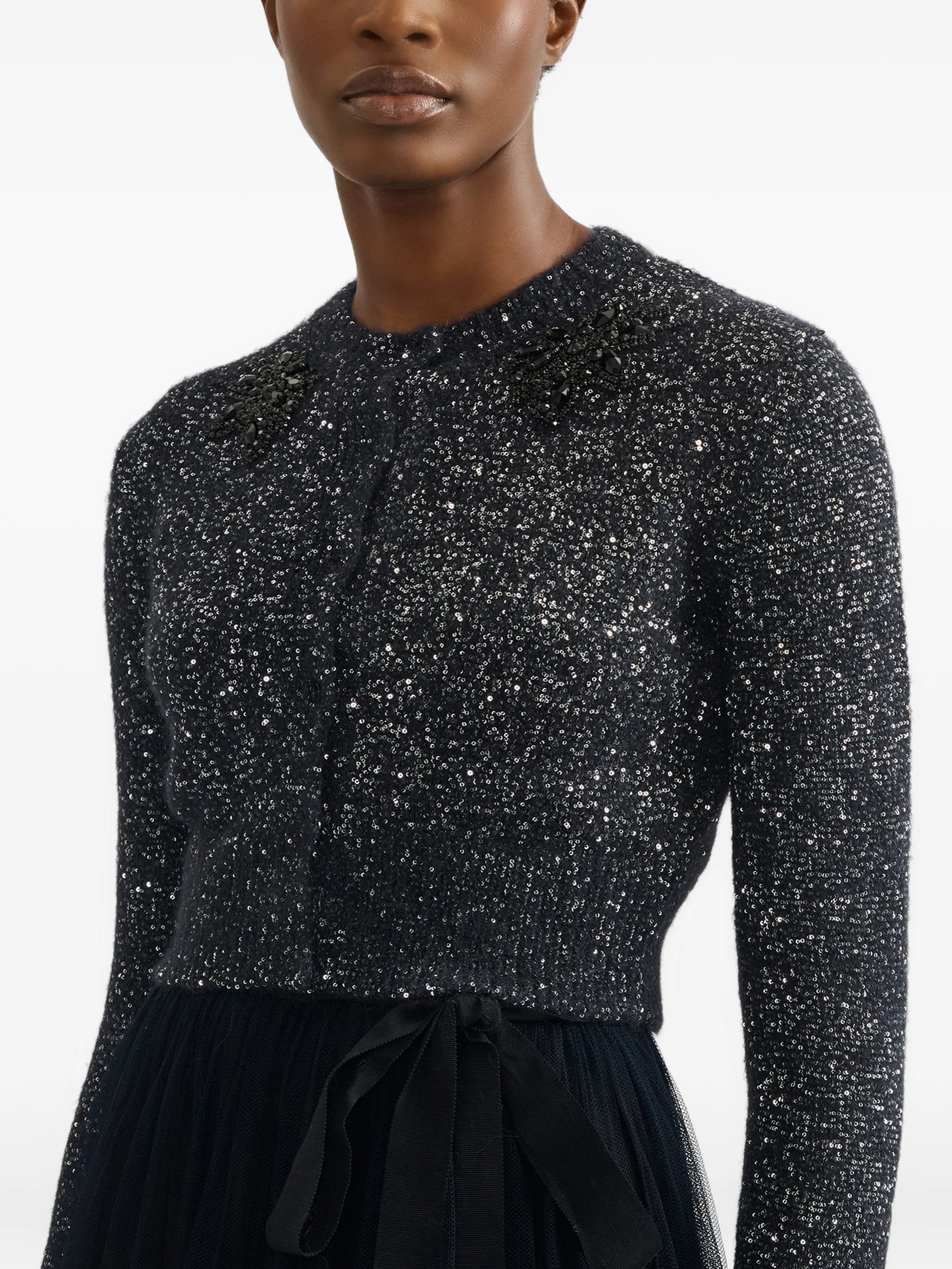 floral-appliqué cardigan