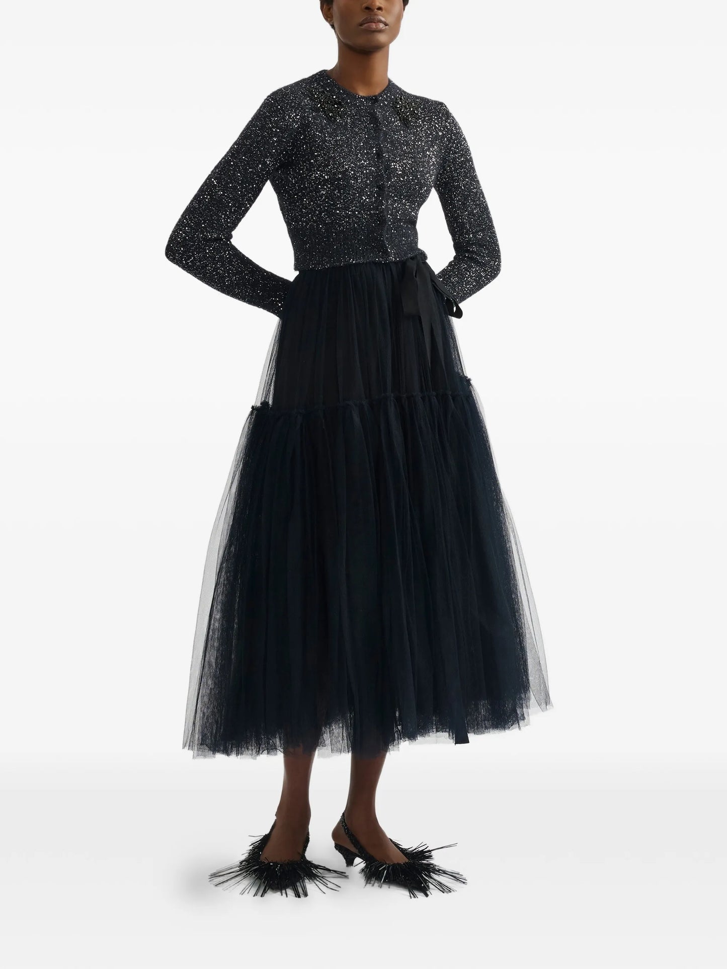 floral-appliqué cardigan