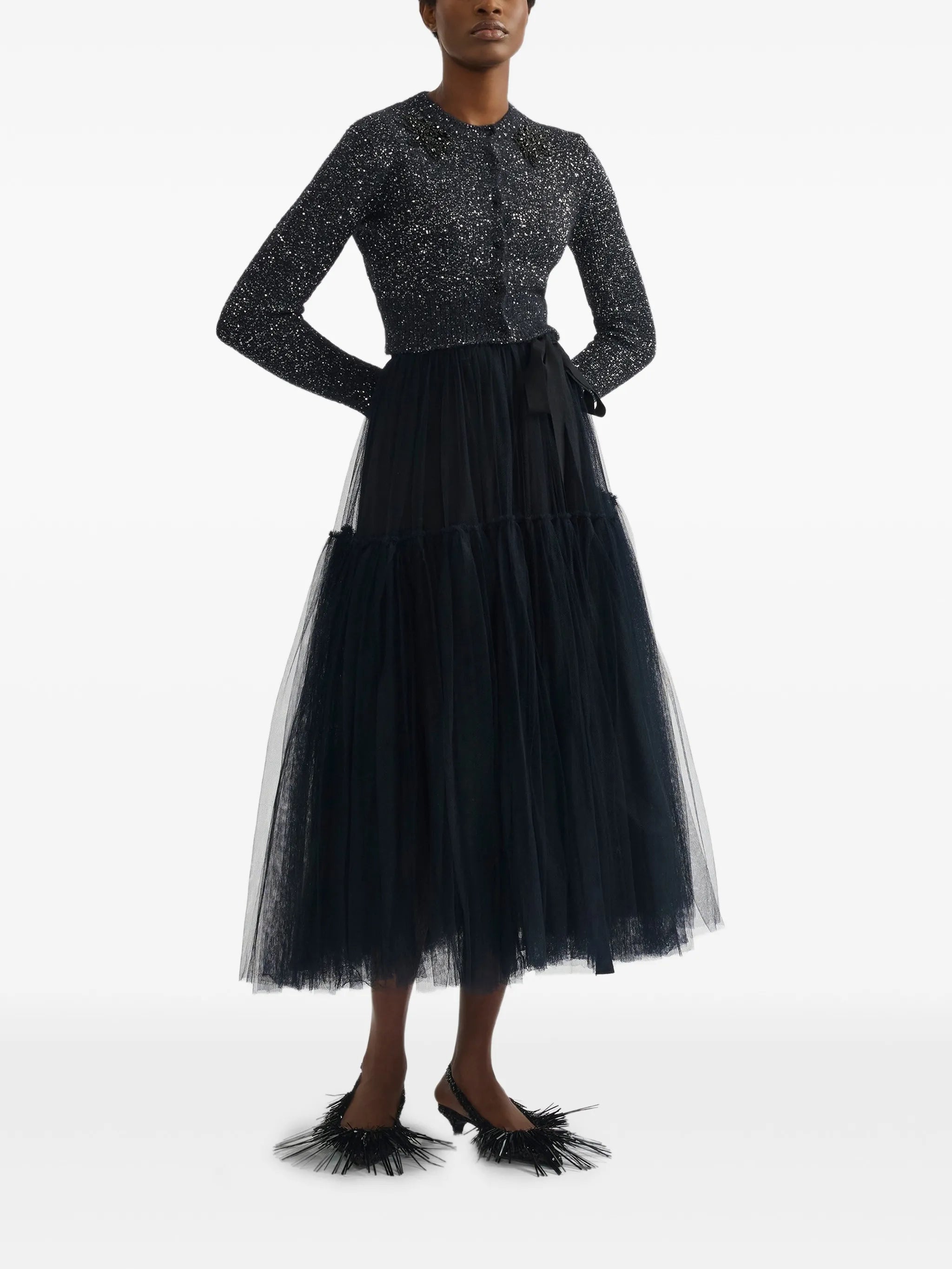 floral-appliqué cardigan