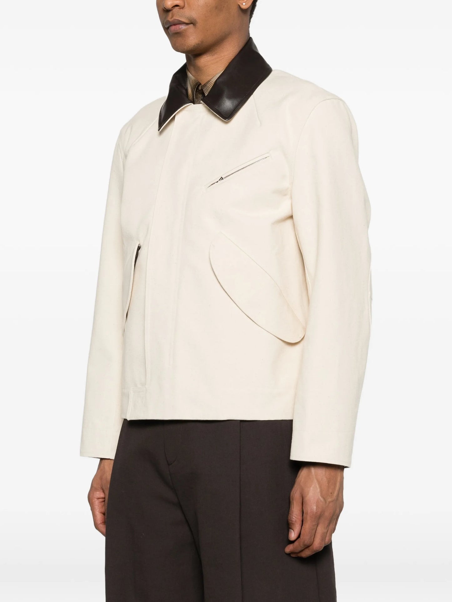 Painter leather-collar jacket
