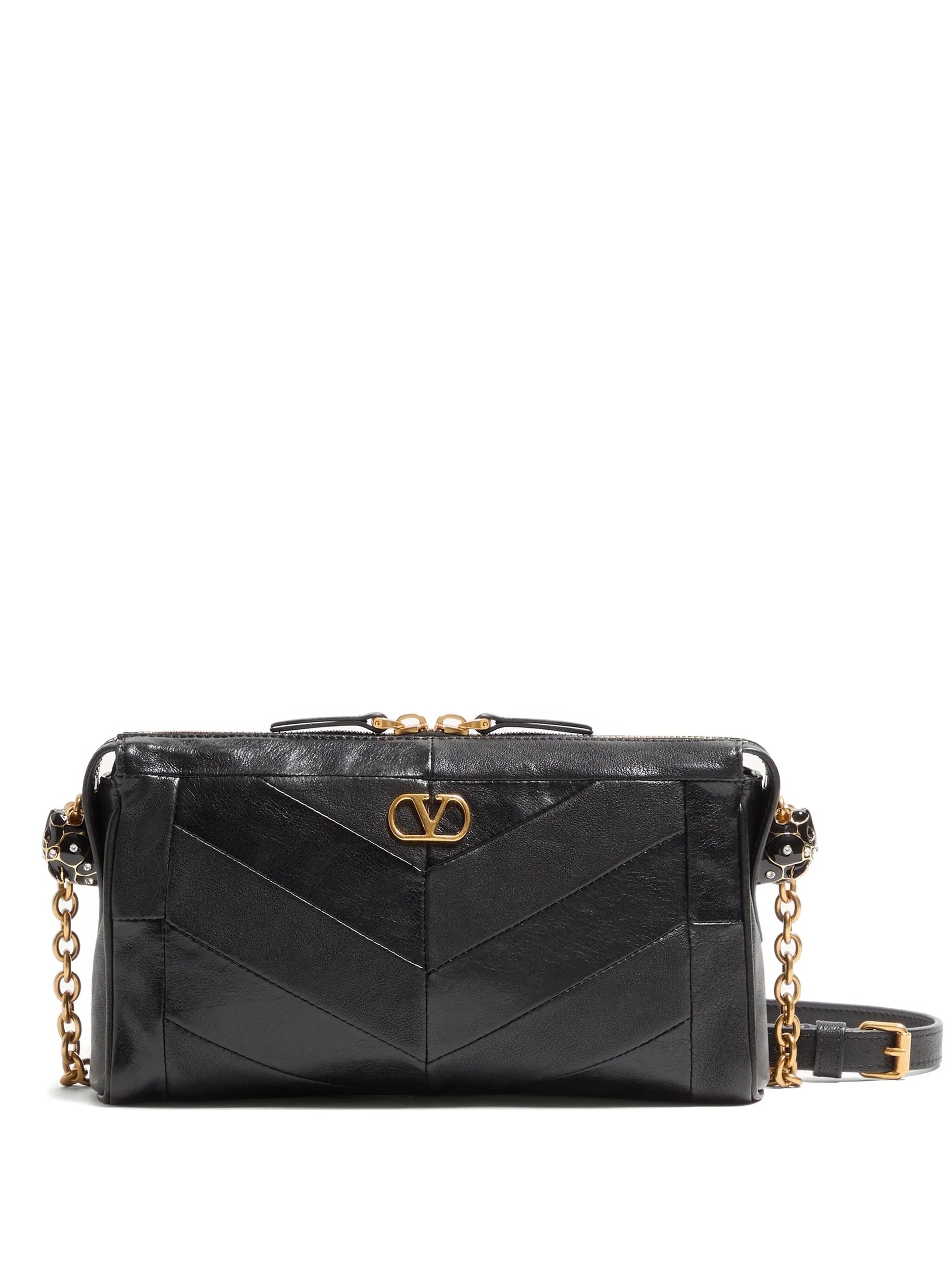 Panthea Small shoulder bag in nappa leather with a chevron pattern