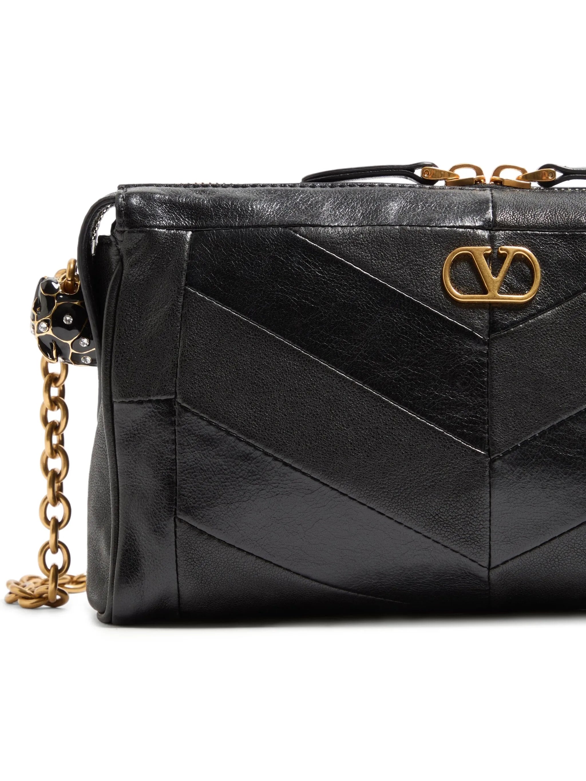 Panthea Small shoulder bag in nappa leather with a chevron pattern