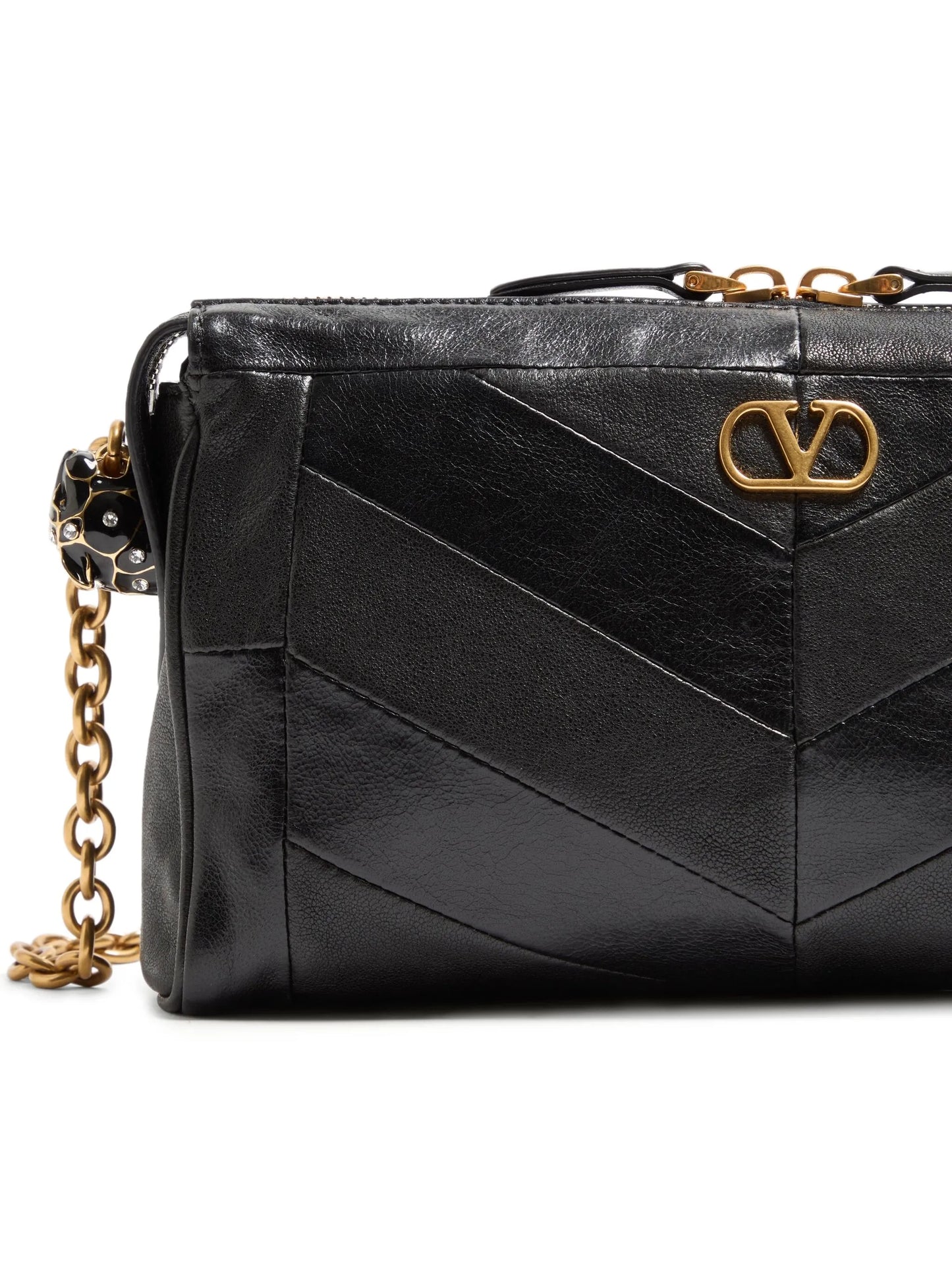 Panthea Small shoulder bag in nappa leather with a chevron pattern