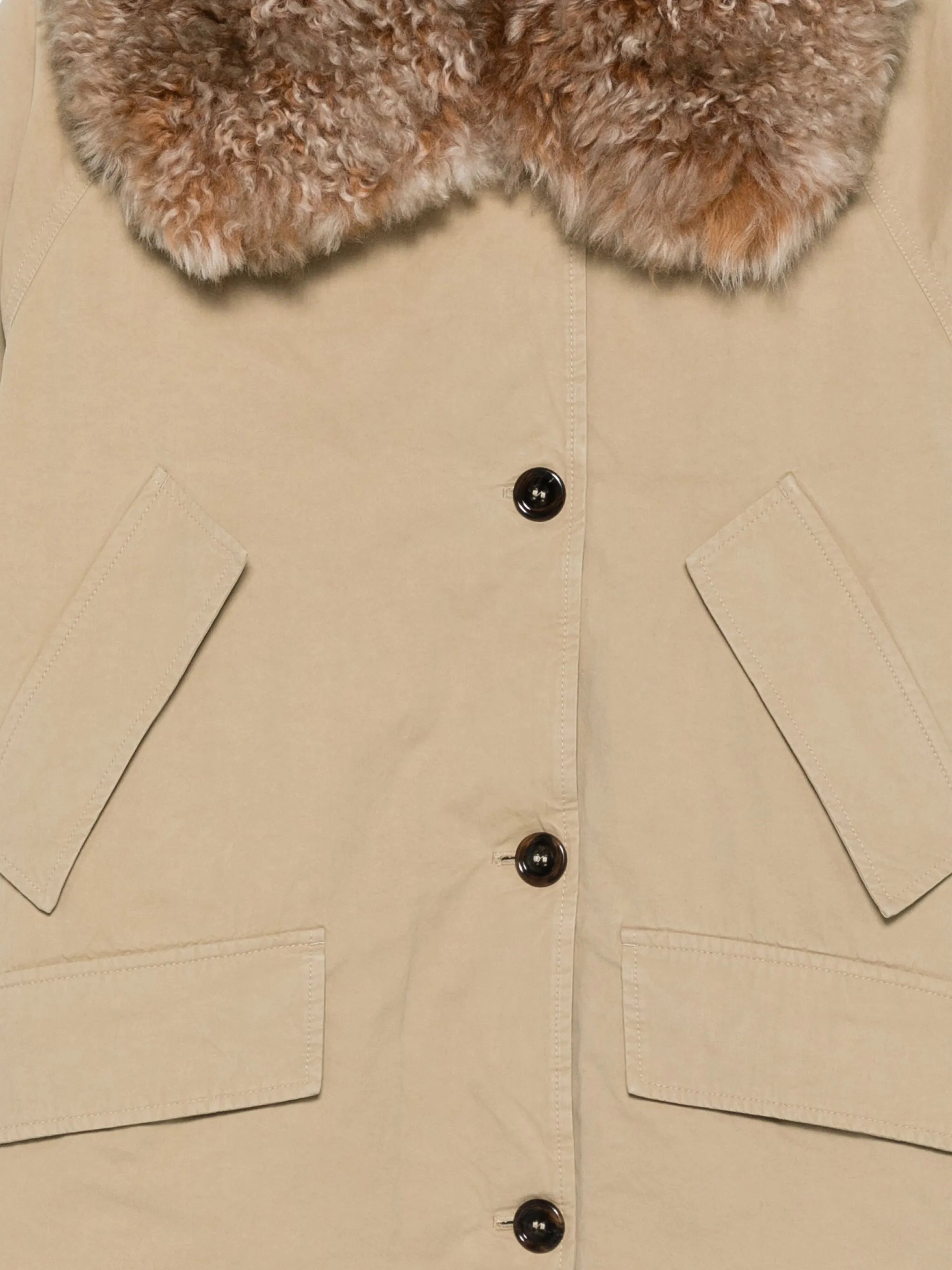 faux-fur-trimmed button coat
