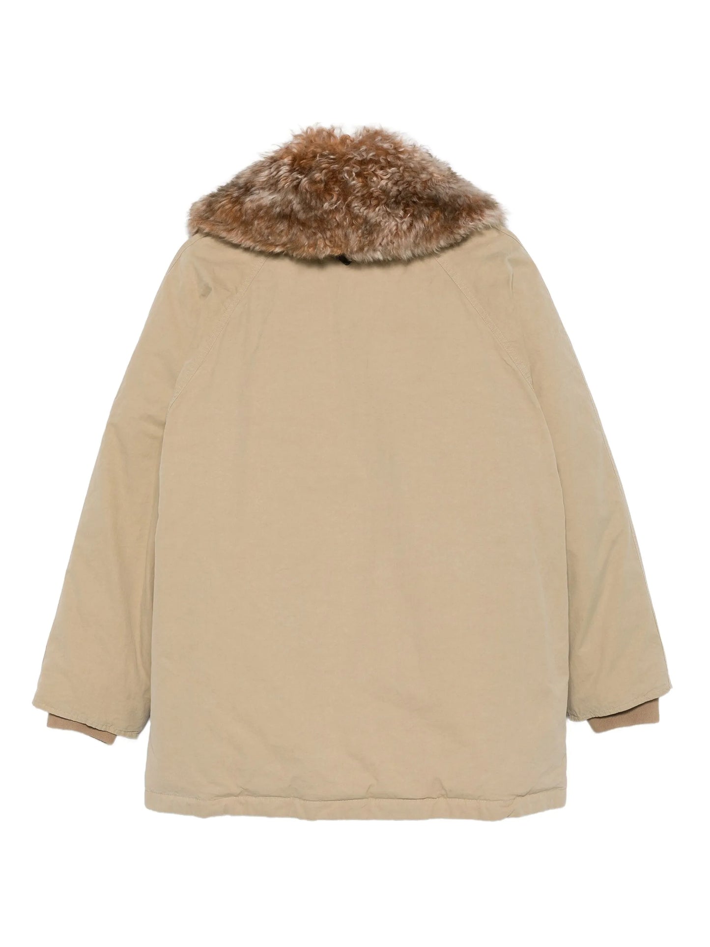 faux-fur-trimmed button coat