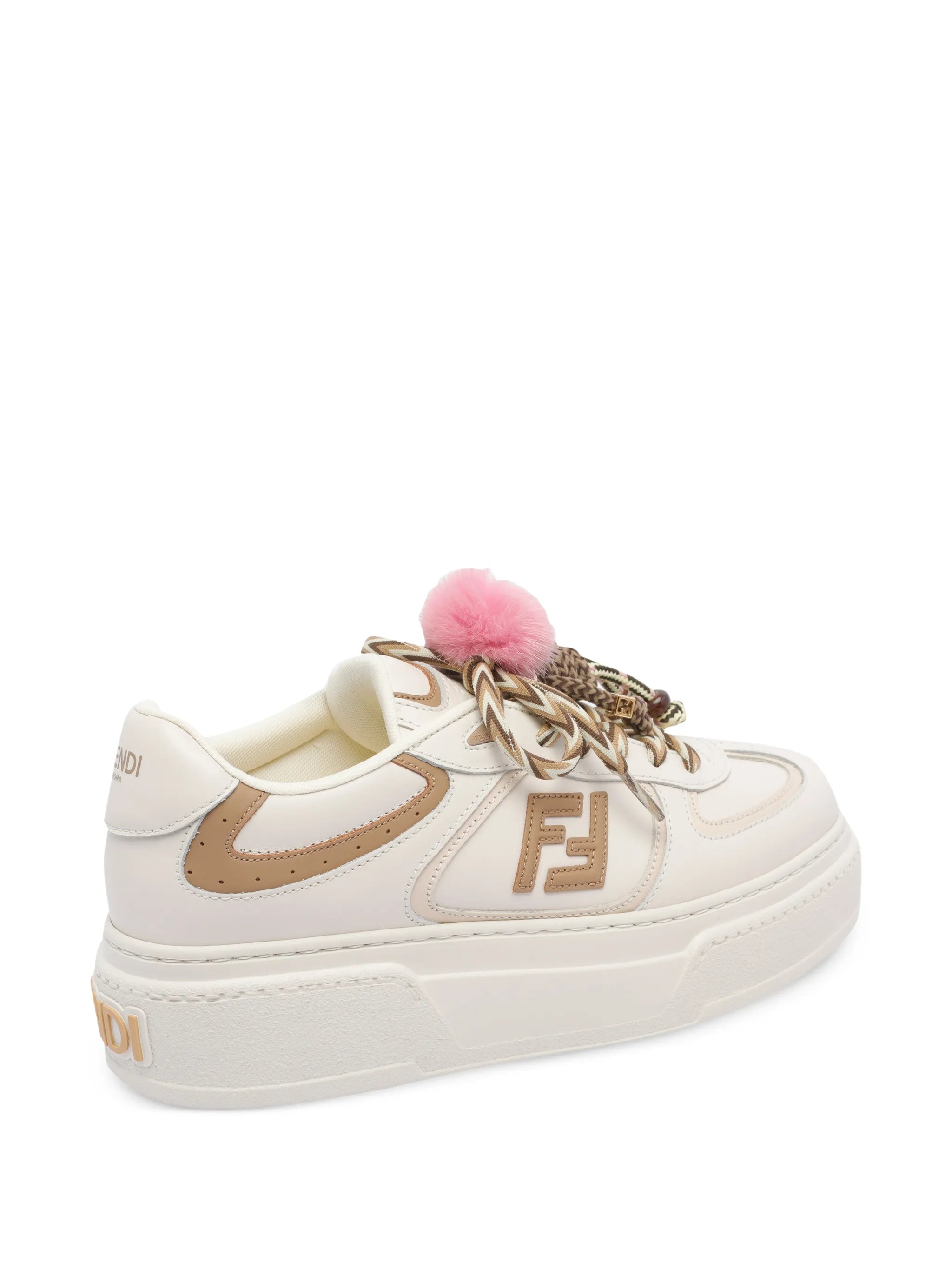 platform leather pom-pom trainers