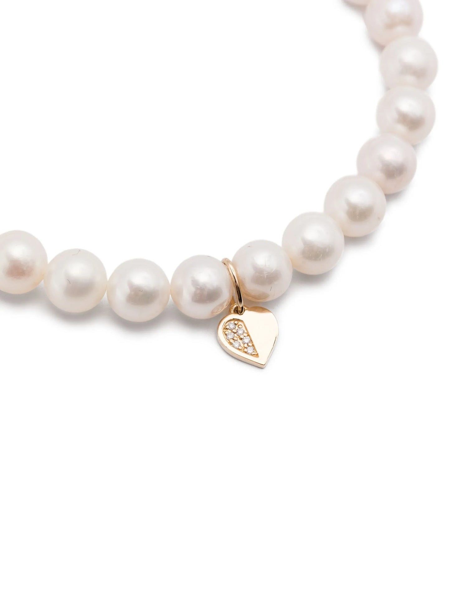 14K yellow gold pearl and diamond charm bracelet