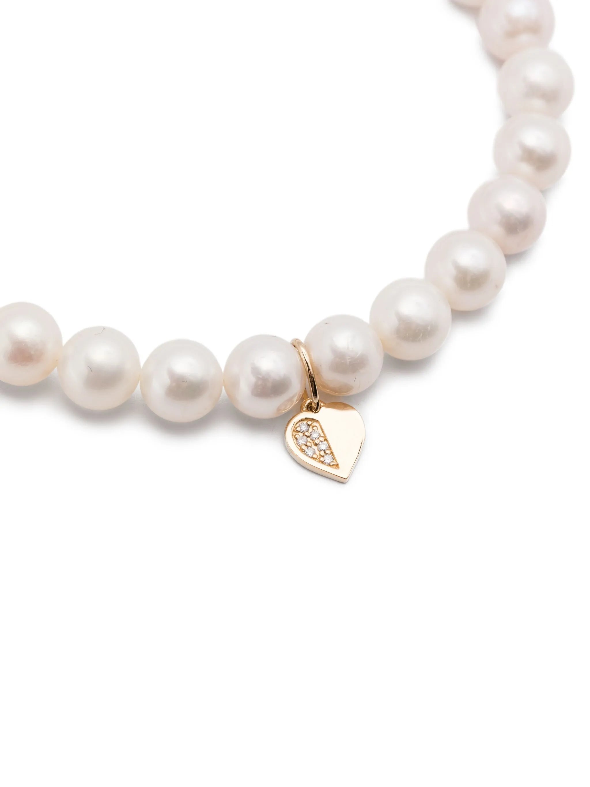14CT yellow gold pearl and diamond charm bracelet