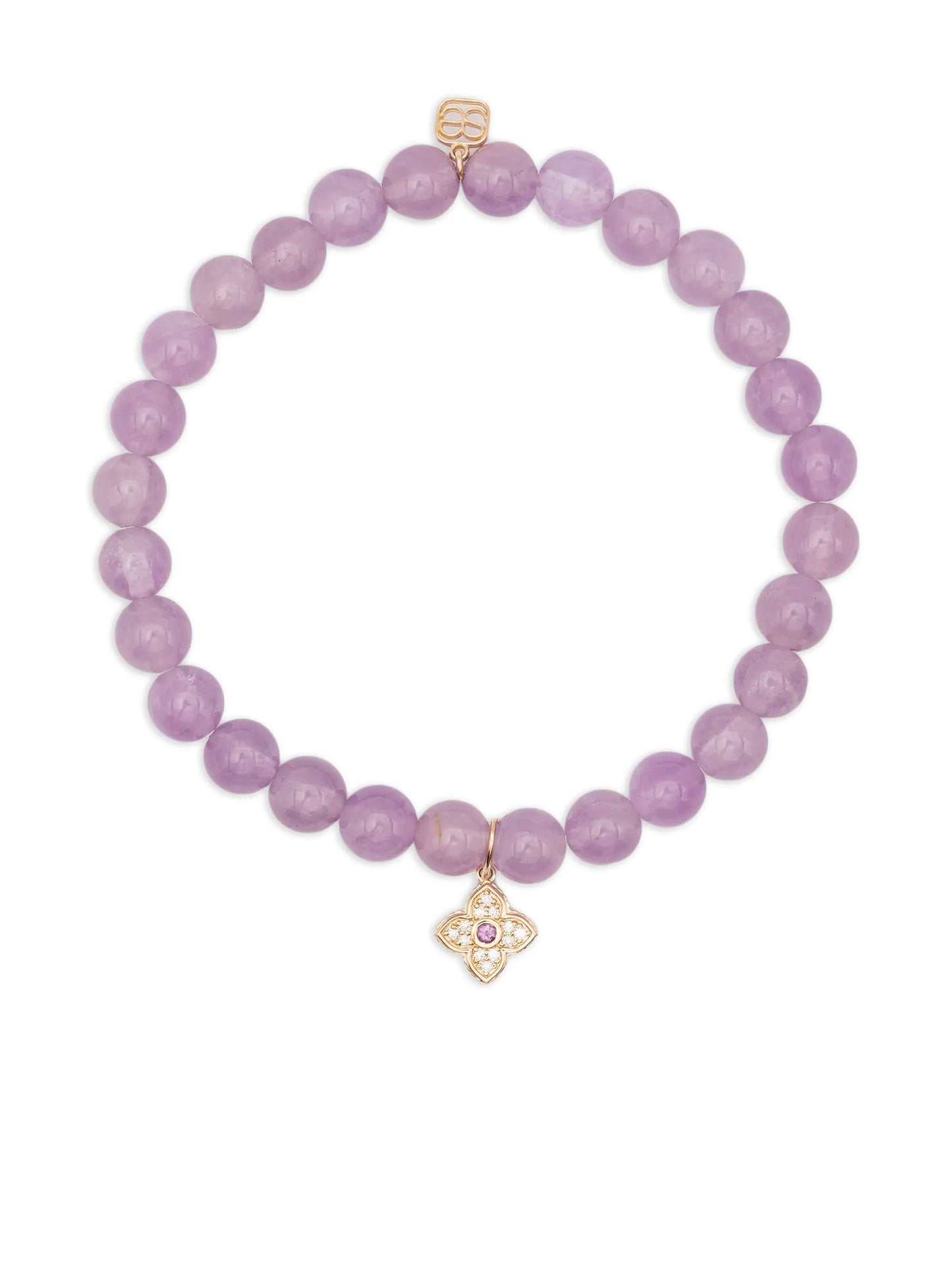 14CT yellow gold amethyst and diamond charm bracelet