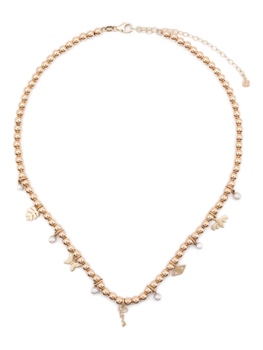 14K yellow gold pearl-embellished necklace