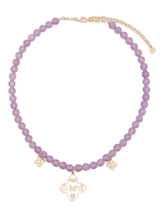 14K yellow gold Moroccan charm diamond necklace