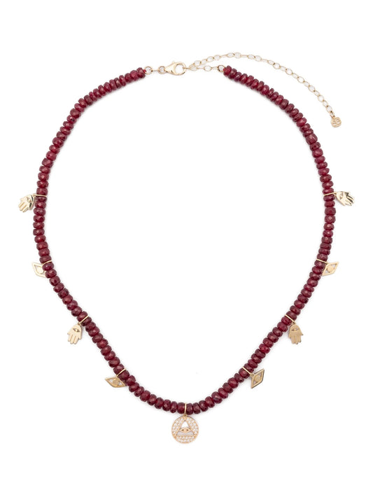 14K yellow gold beaded necklace