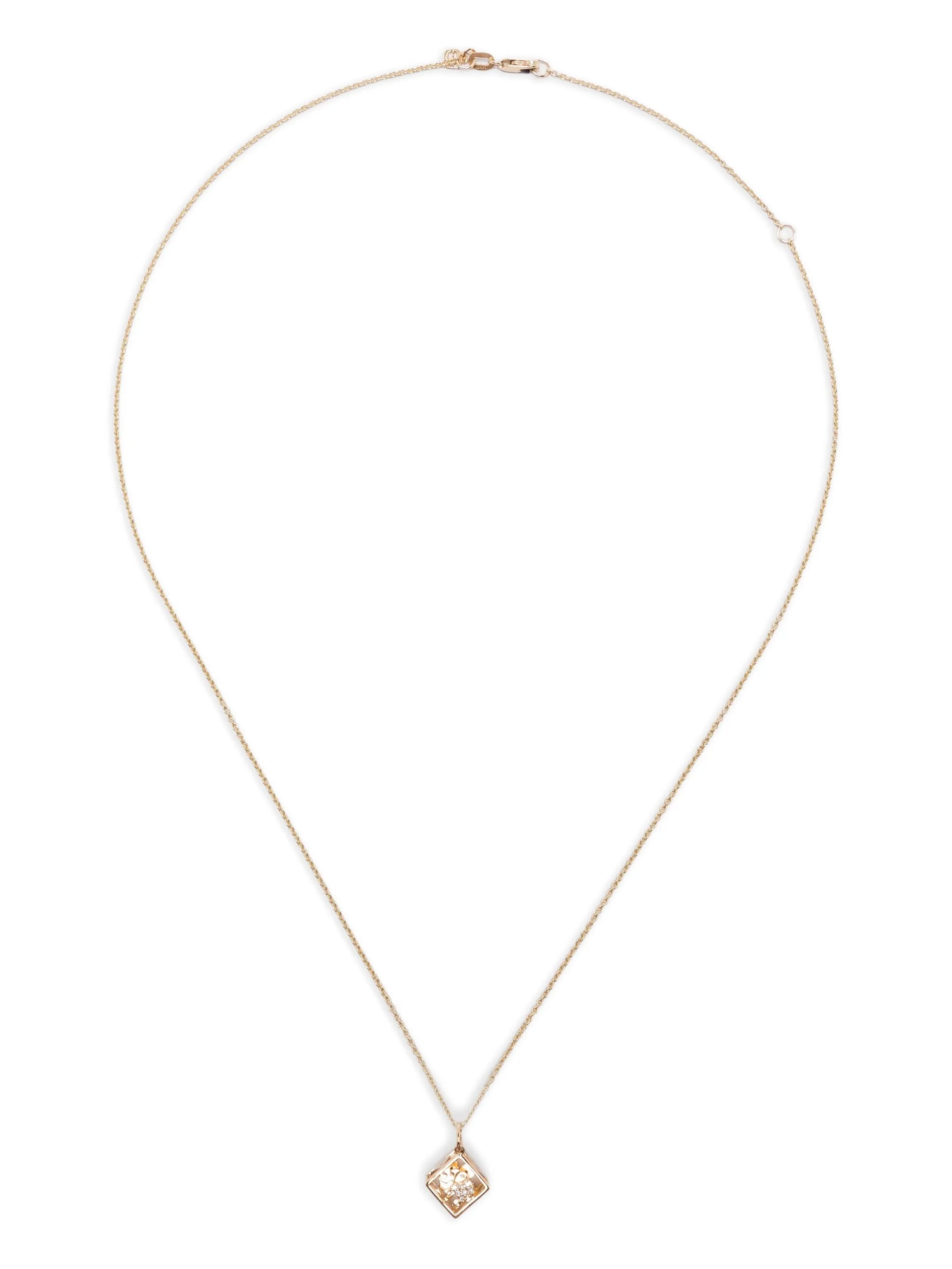 14K yellow gold Box charm necklace