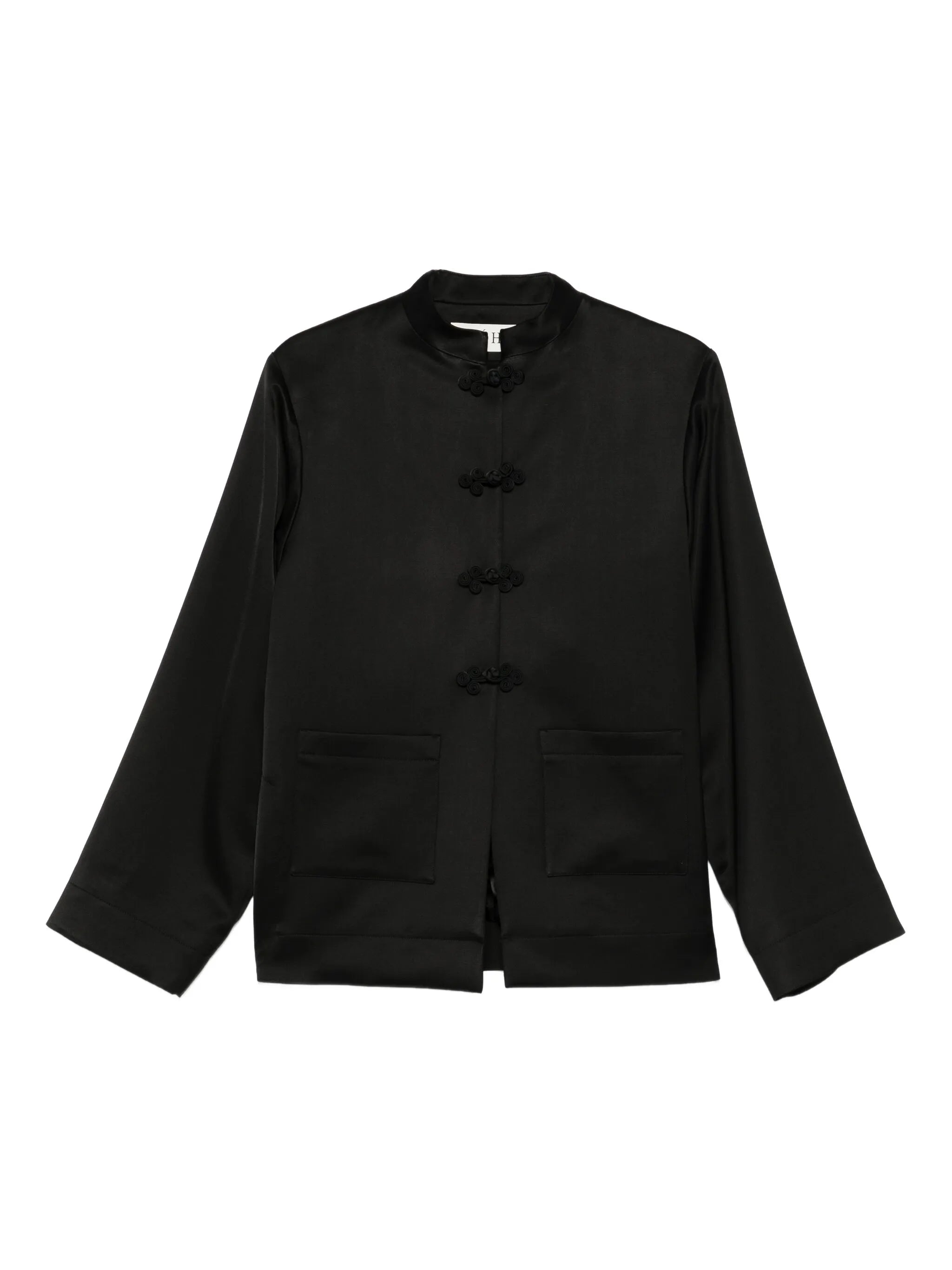 Mandarin-collar satin jacket